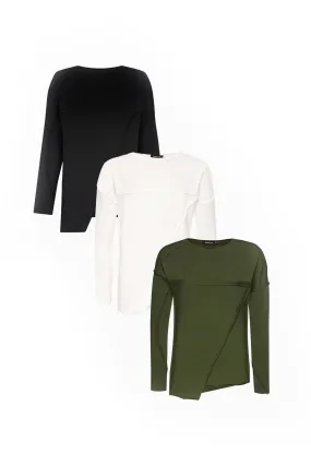 Bundle: Black, Beige & Khaki Long Sleeve T-shirt