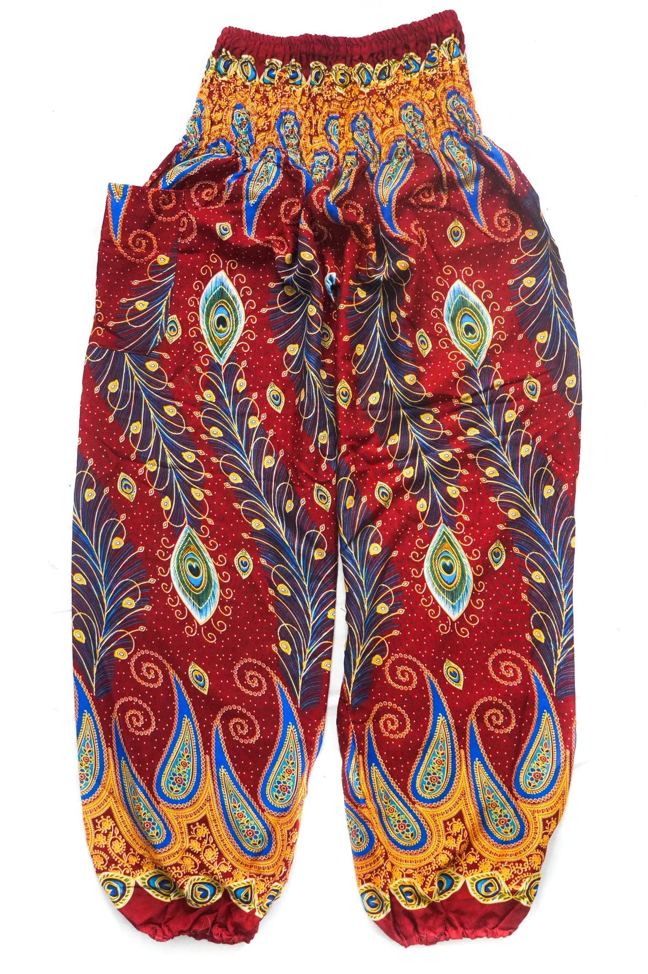 Burgundy Fun Peacock Harem Pants