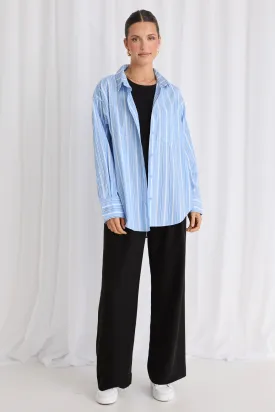 California Blue Stripe Poplin Oversized Shirt