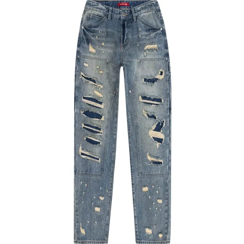 Carpenter Fashion Denim Pants - Glen Blue