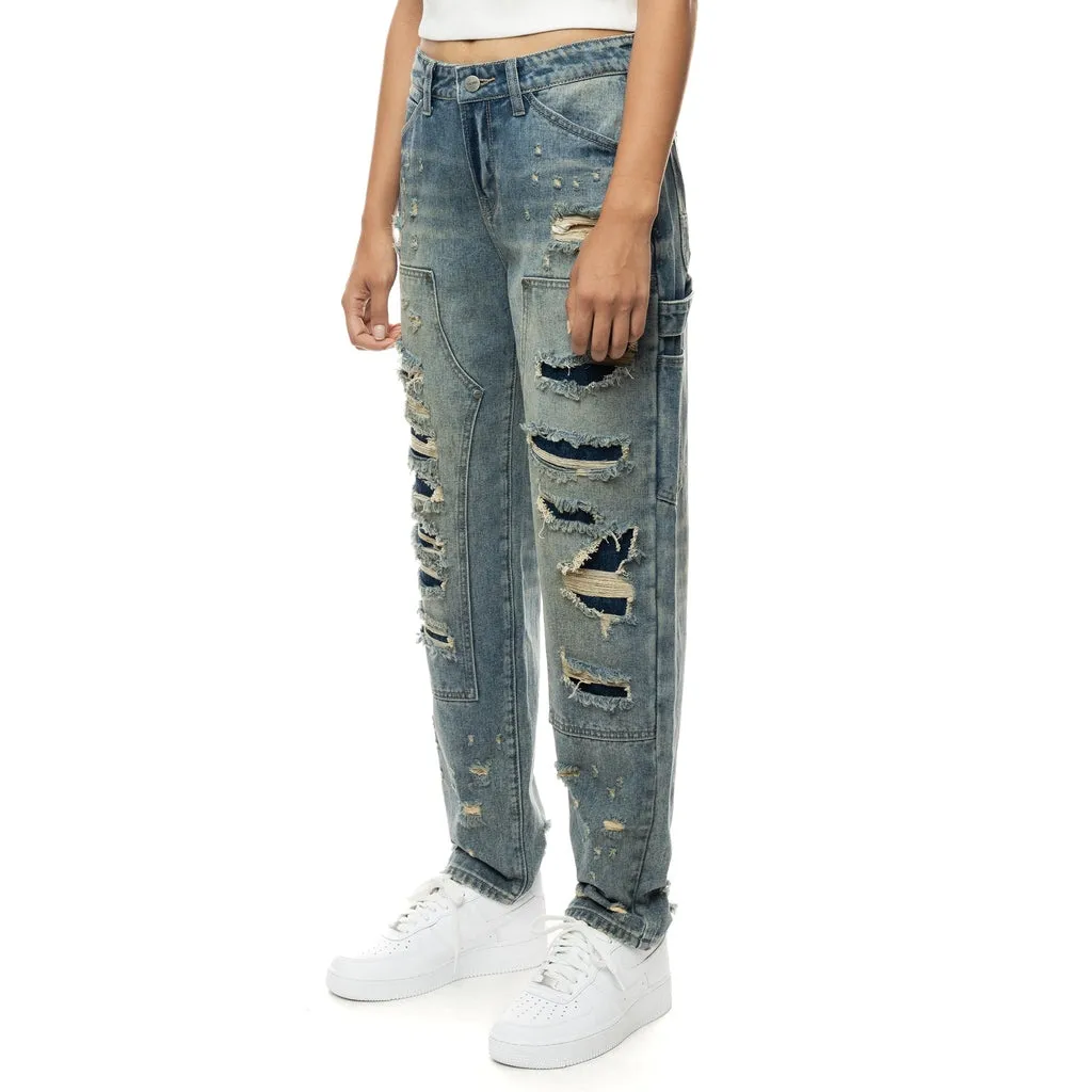 Carpenter Fashion Denim Pants - Glen Blue