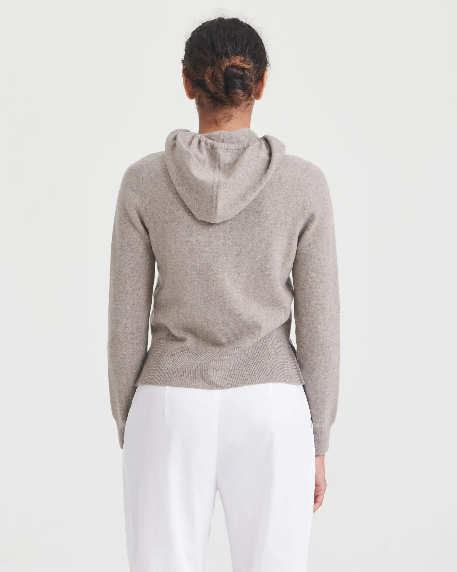 Cashmere Cropped Zip Up Hoodie