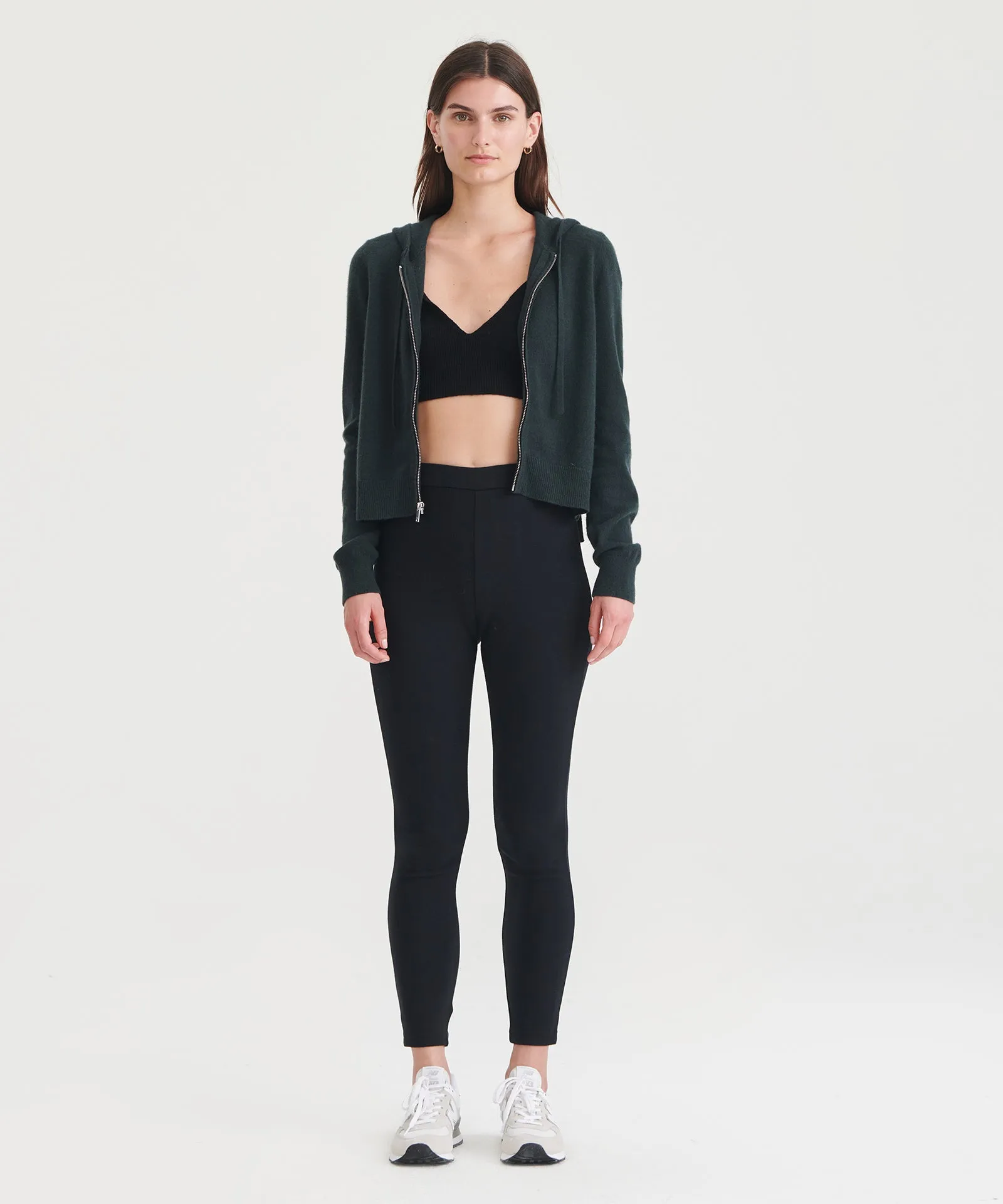 Cashmere Cropped Zip Up Hoodie