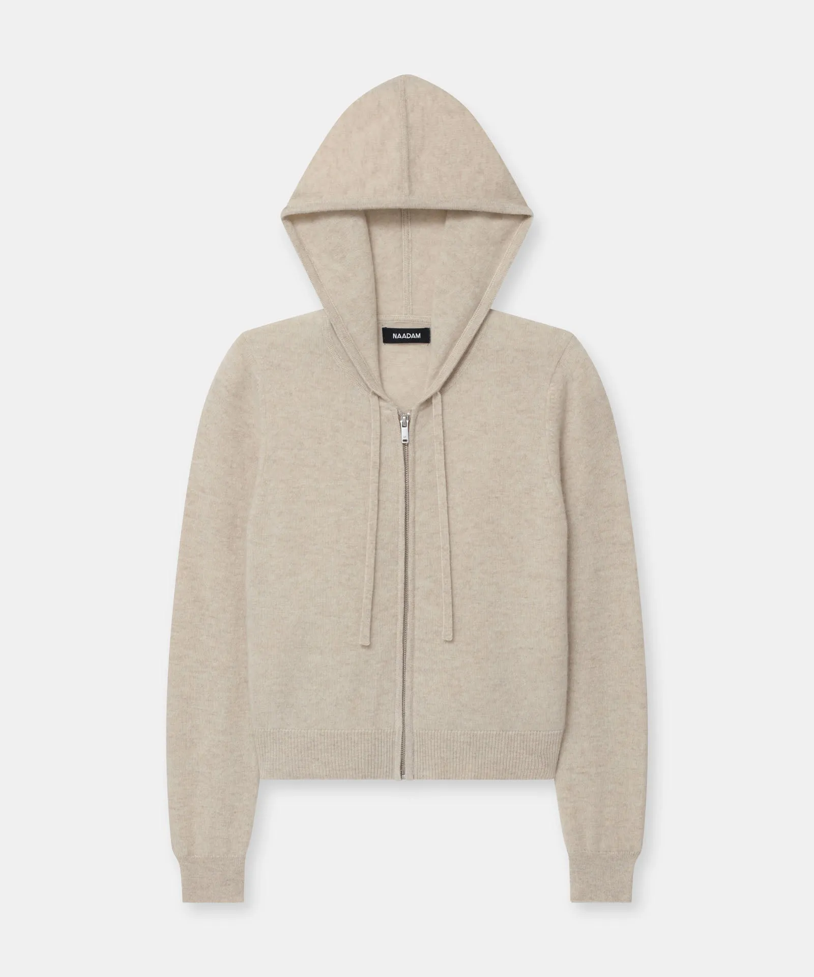 Cashmere Cropped Zip Up Hoodie