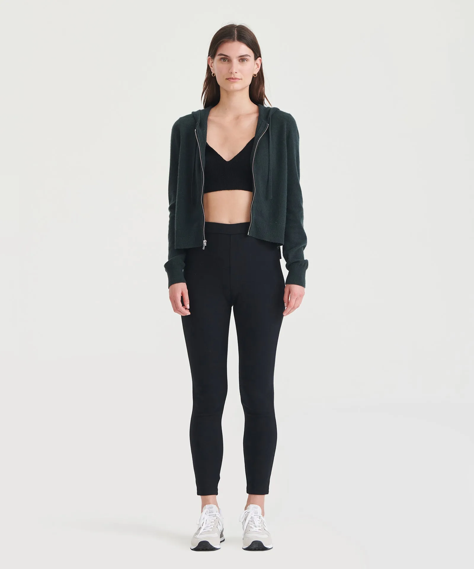 Cashmere Cropped Zip Up Hoodie