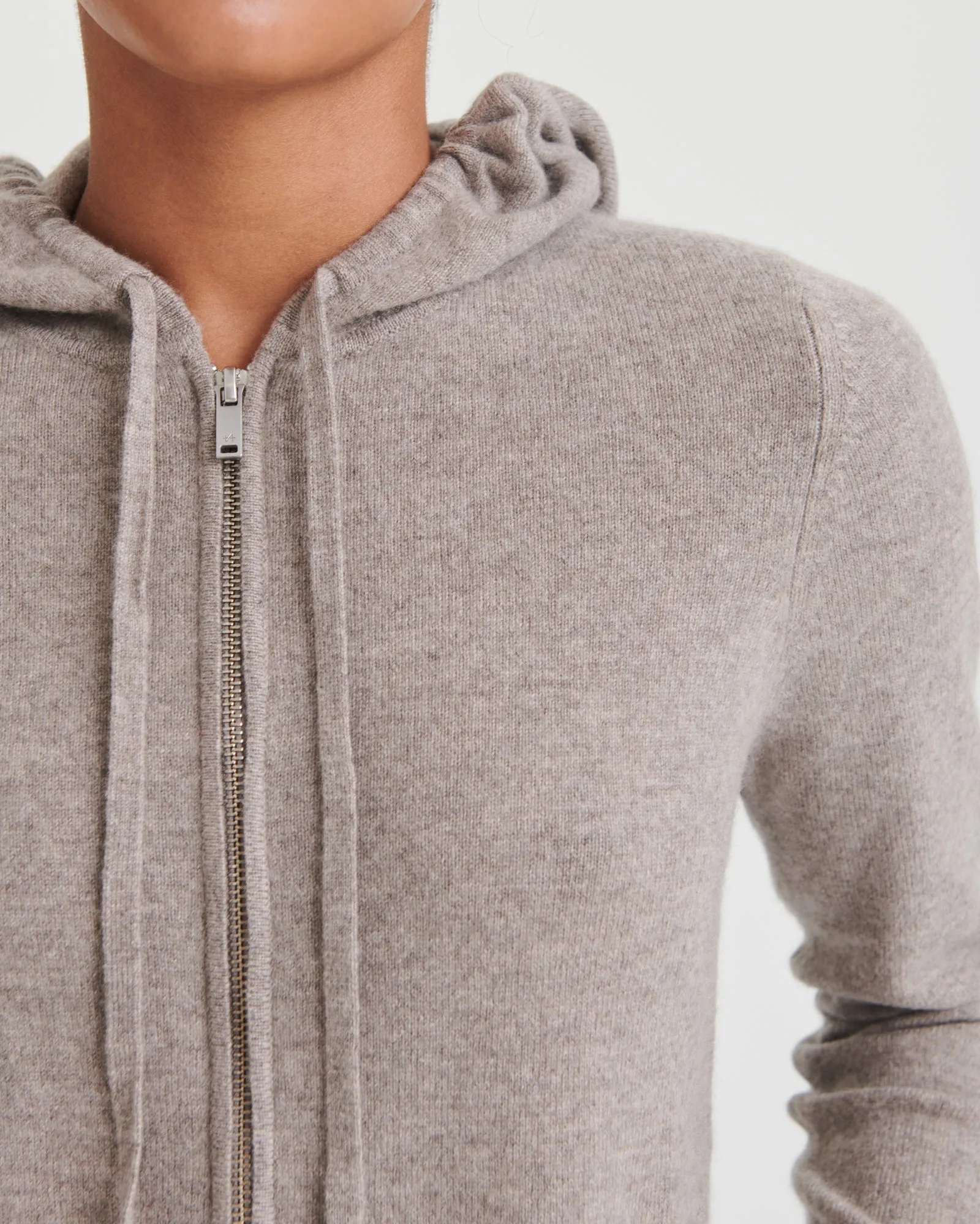 Cashmere Cropped Zip Up Hoodie