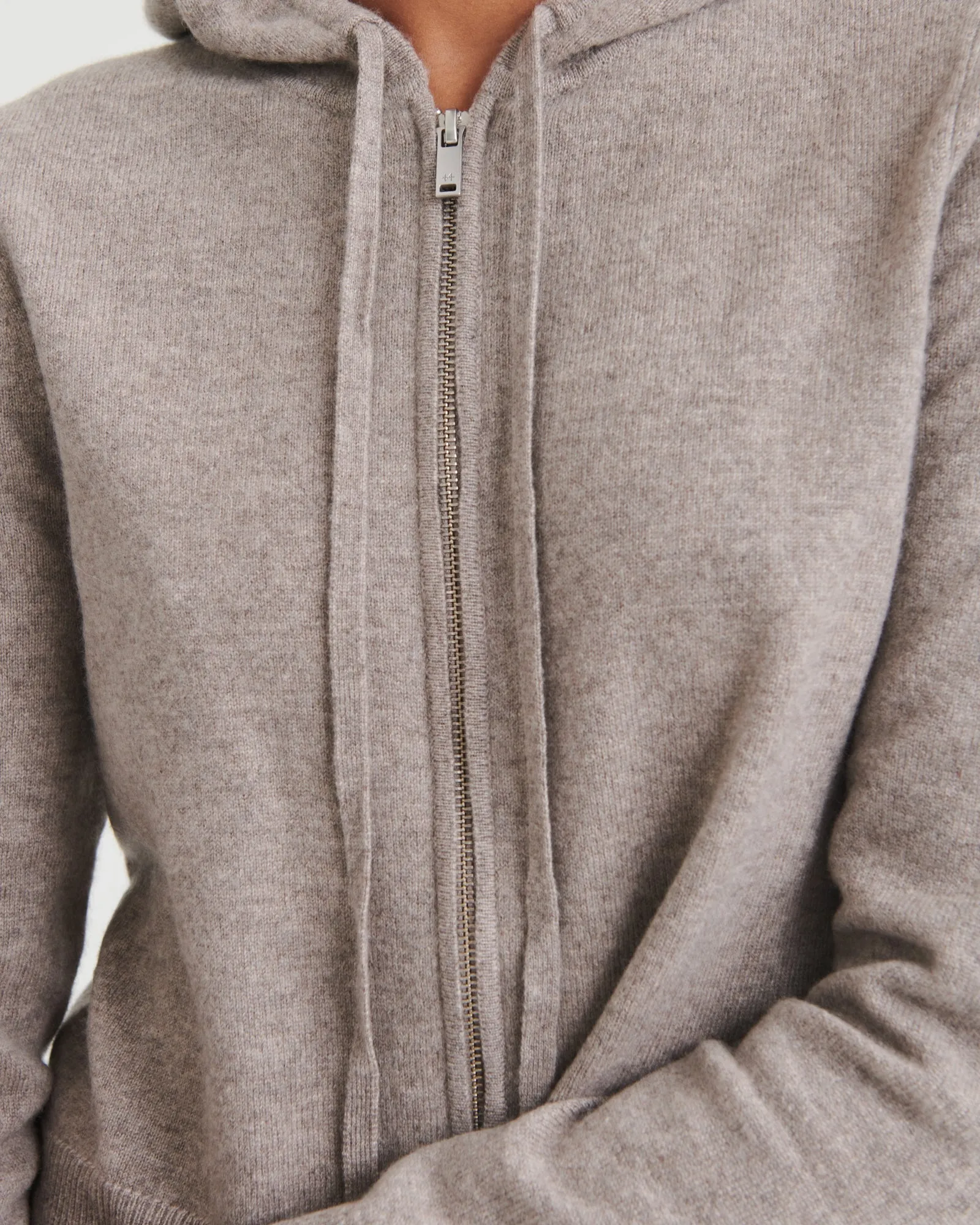 Cashmere Cropped Zip Up Hoodie