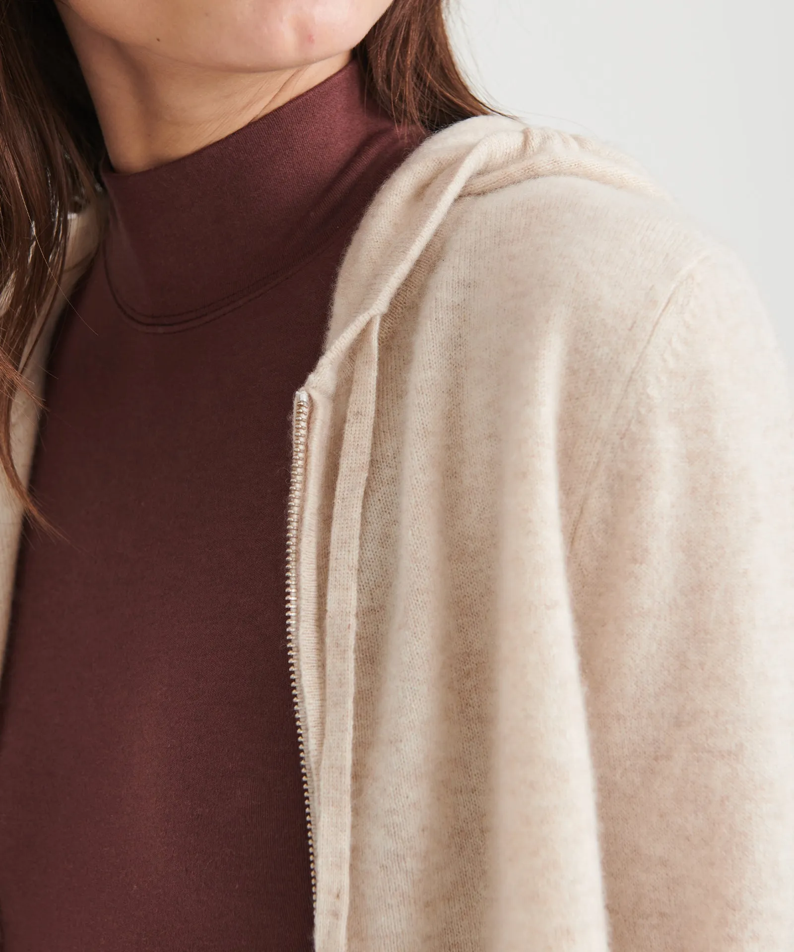 Cashmere Cropped Zip Up Hoodie