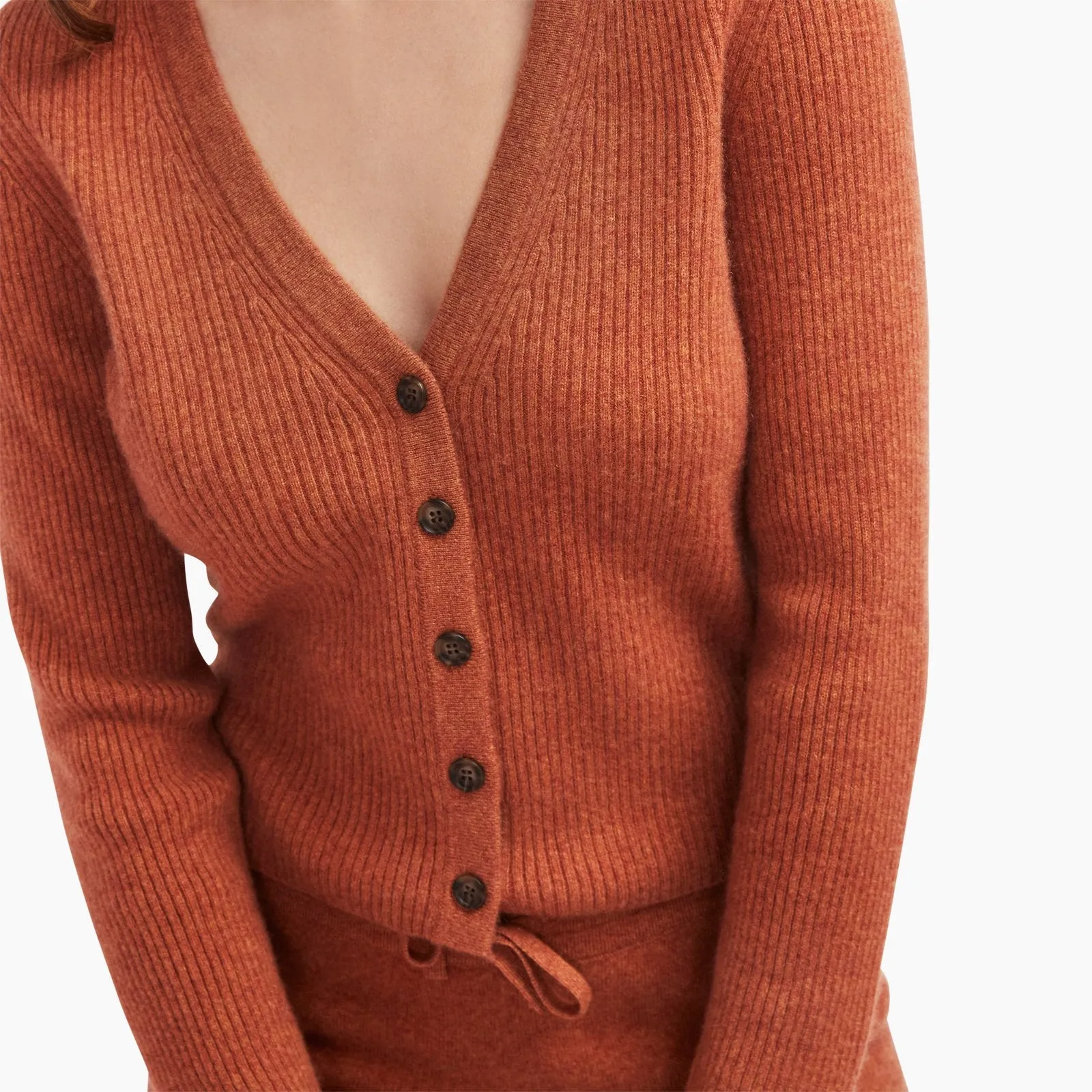 Cashmere Ribbed Cropped Cardigan