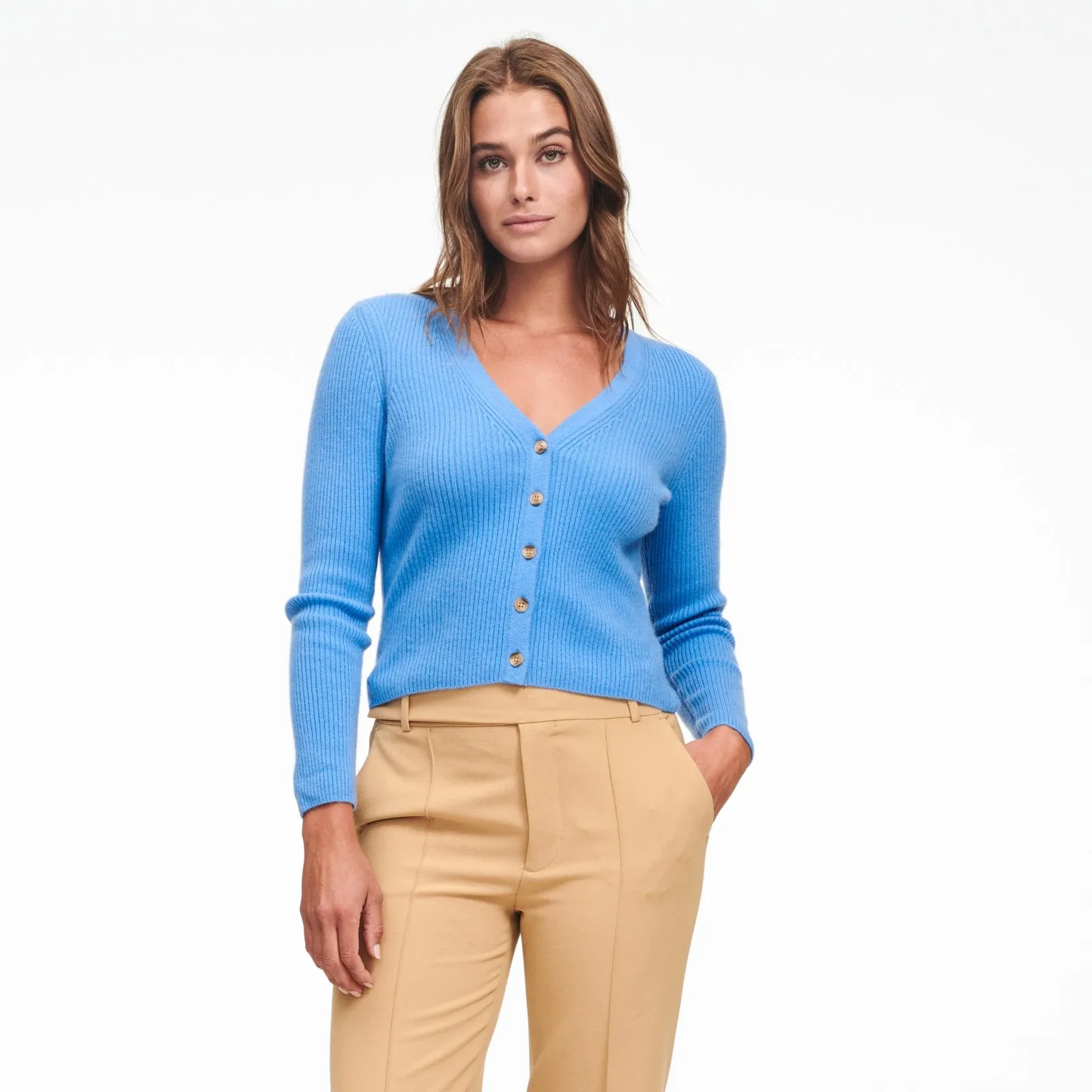 Cashmere Ribbed Cropped Cardigan