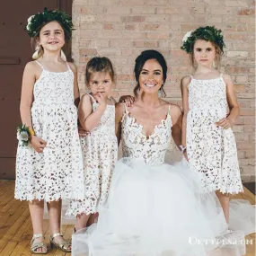 Charming Spaghetti Straps Keen-length Lace Flower Girl Dresses for Wedding Party, TYP1951