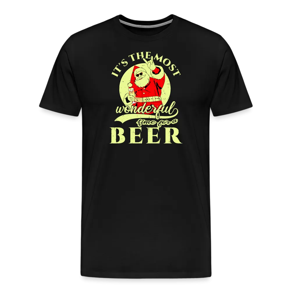 Cheers to the Season: Men's Premium 'Most Wonderful Time for a Beer' Festive Tee