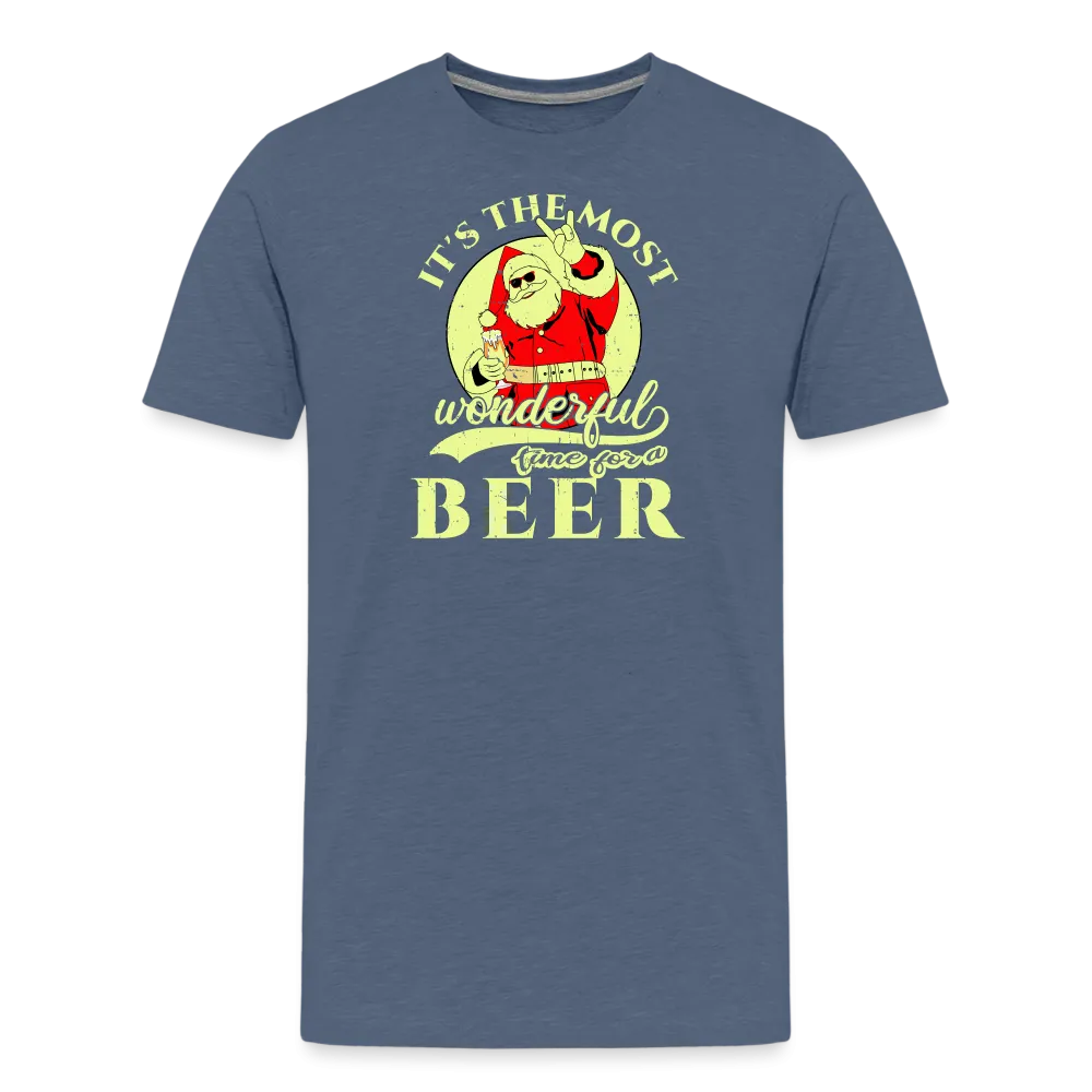 Cheers to the Season: Men's Premium 'Most Wonderful Time for a Beer' Festive Tee