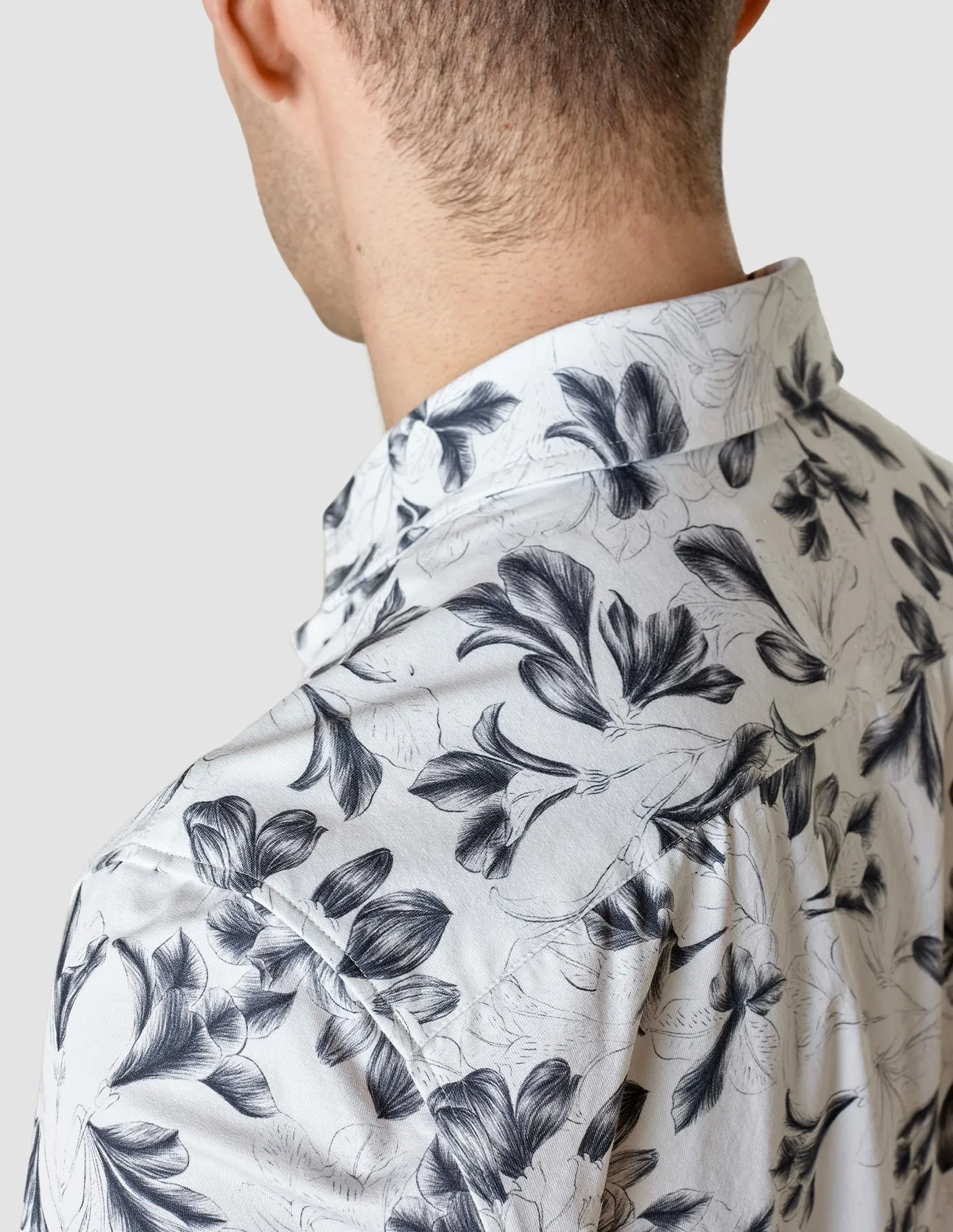 Classic Short Sleeve Shirt Navy Flower