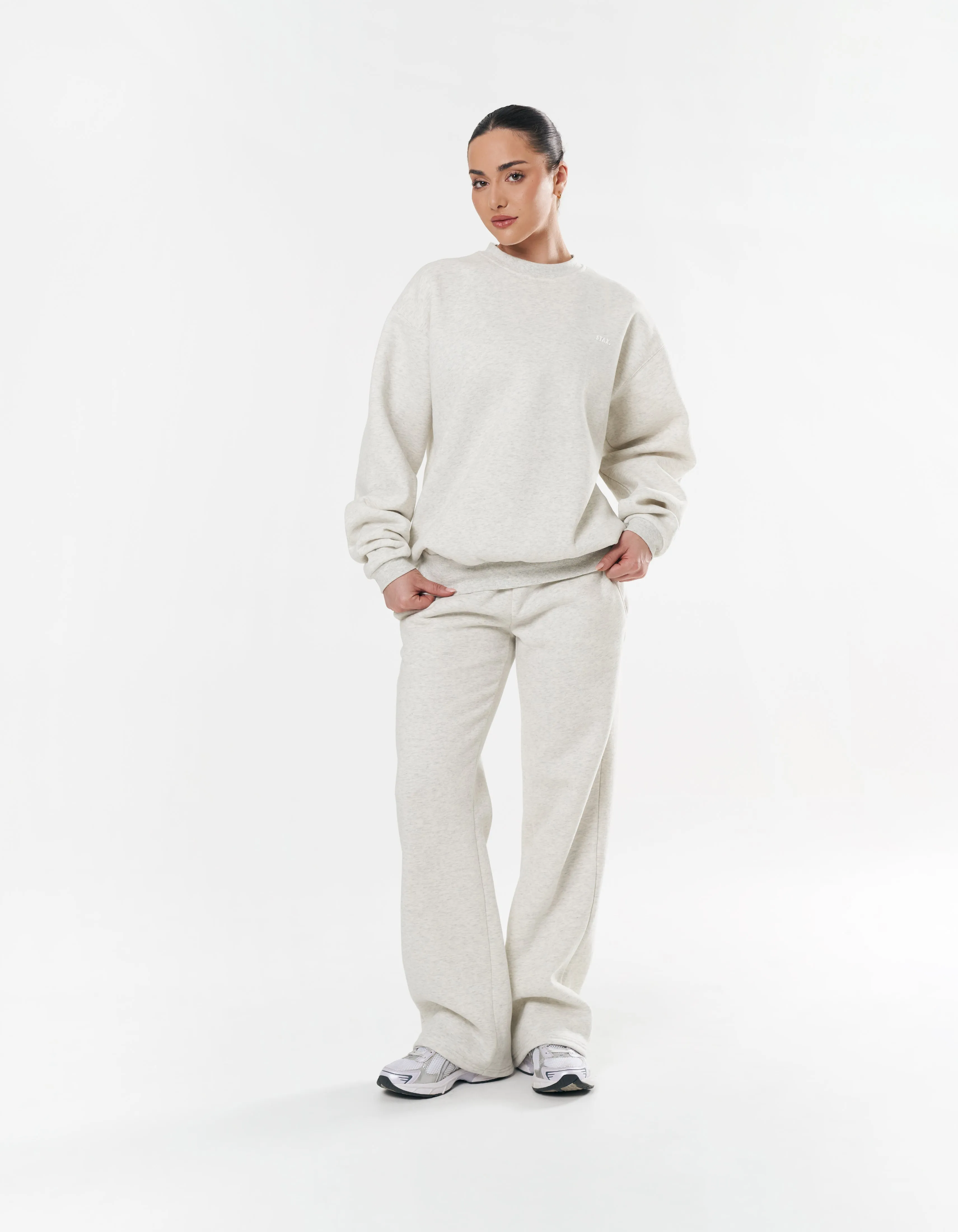 Classic Straight Leg Jogger - Light Grey Marle