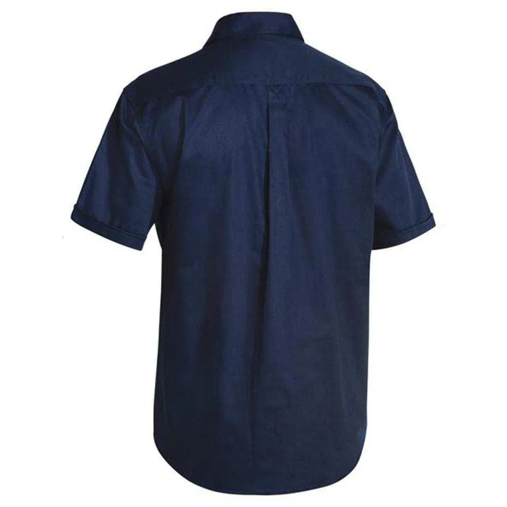 Closed Front Cotton Drill Short Sleeve Shirt