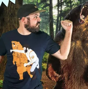 Cool T-shirt, Graphic Tee, Funny Shirt, Gift for Him, Bear, Screen Printed, Animal Tee, Unisex Tee, Cotton, Navy Tee,  Printed in America