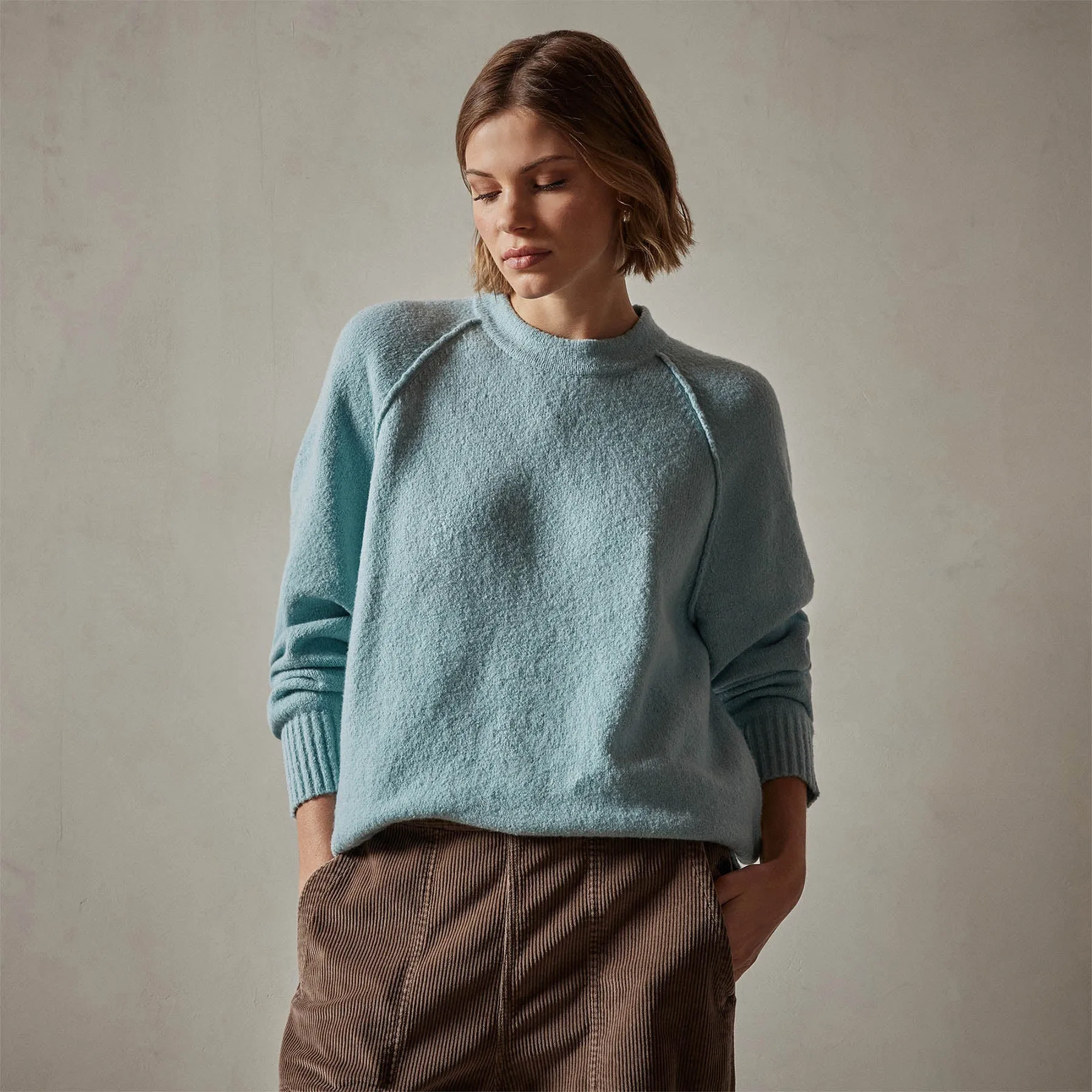 Cotton Cashmere Blend Pullover - Baby Blue