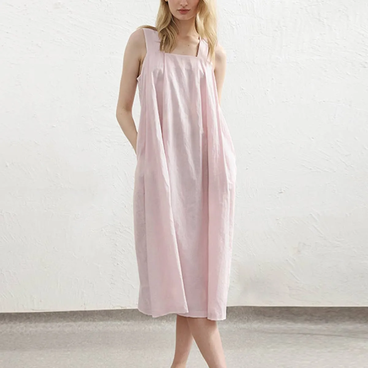 COTTON FABRIC LOOSE SLIP DRESS_CWDSD4040