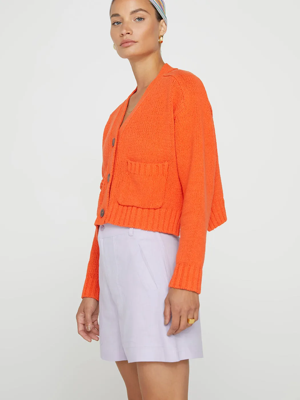 Cropped Cardigan - Papaya