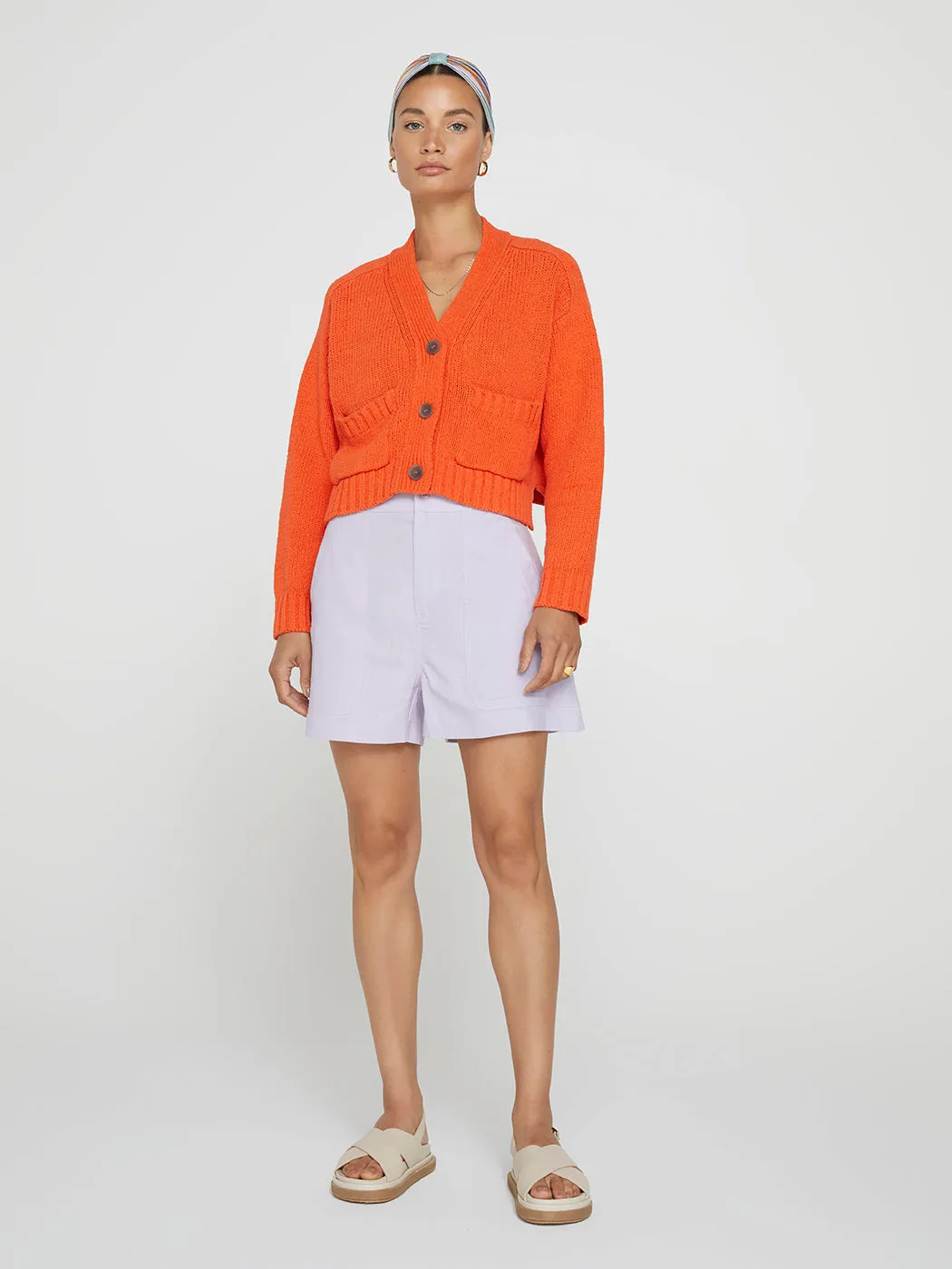 Cropped Cardigan - Papaya