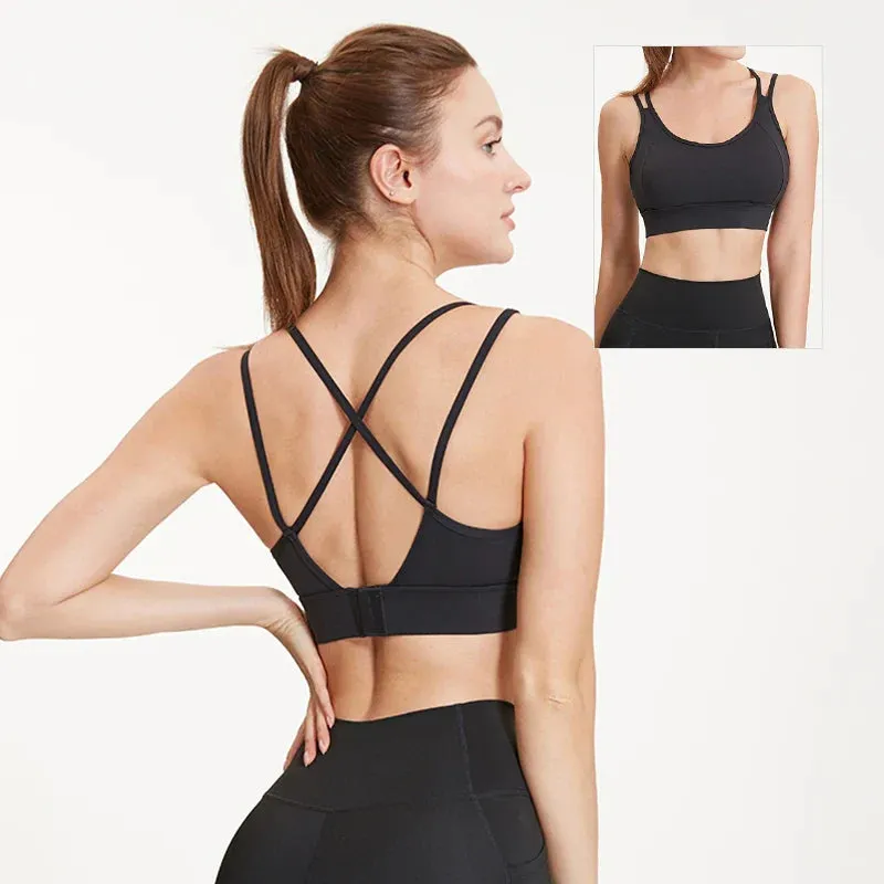 Cross Yoga Push Up Shockproof Fitness Gym Crop Tops Women Sports Bra