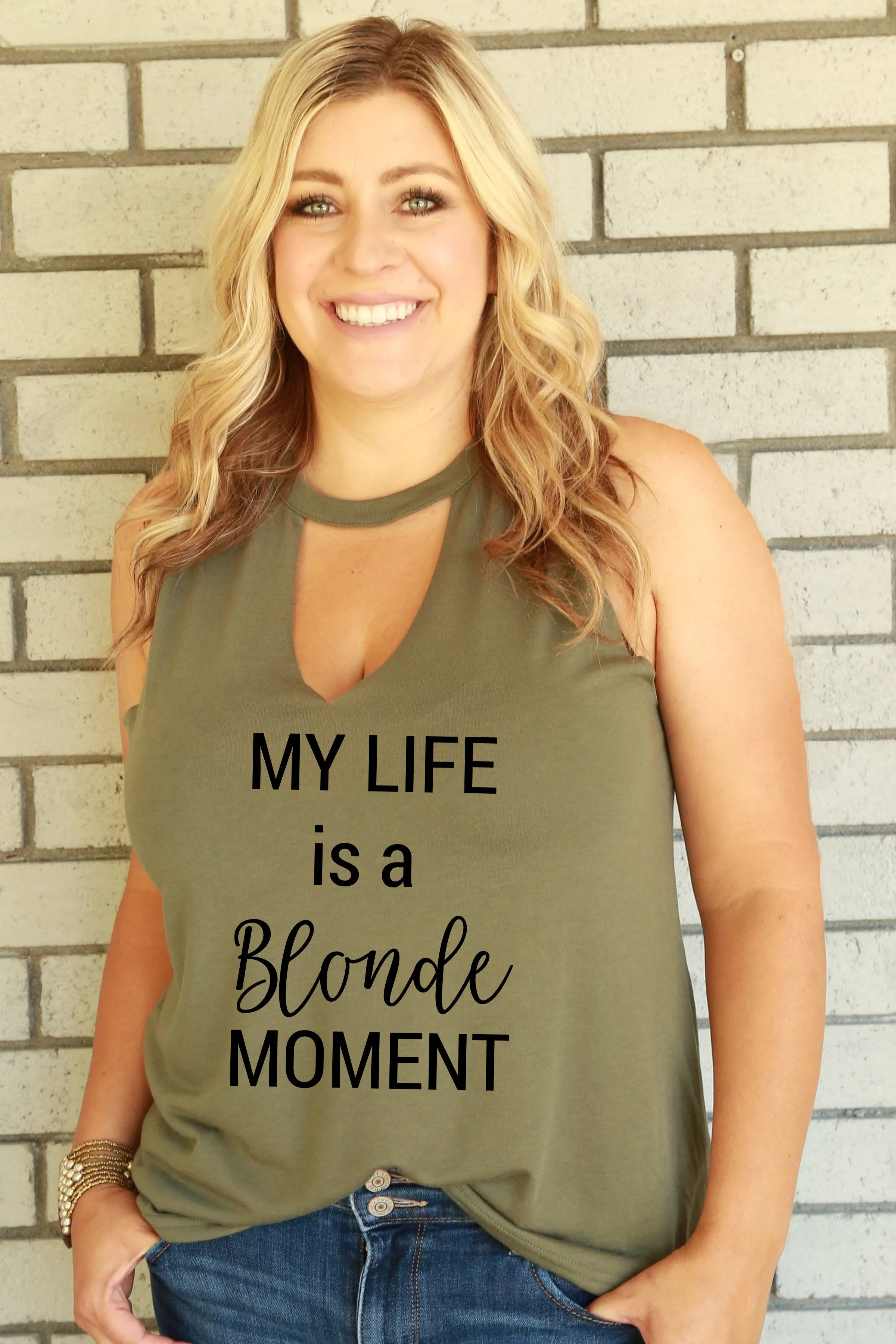 Customized Tank for Women Girls V Neck Cut Out 4 Color Choices