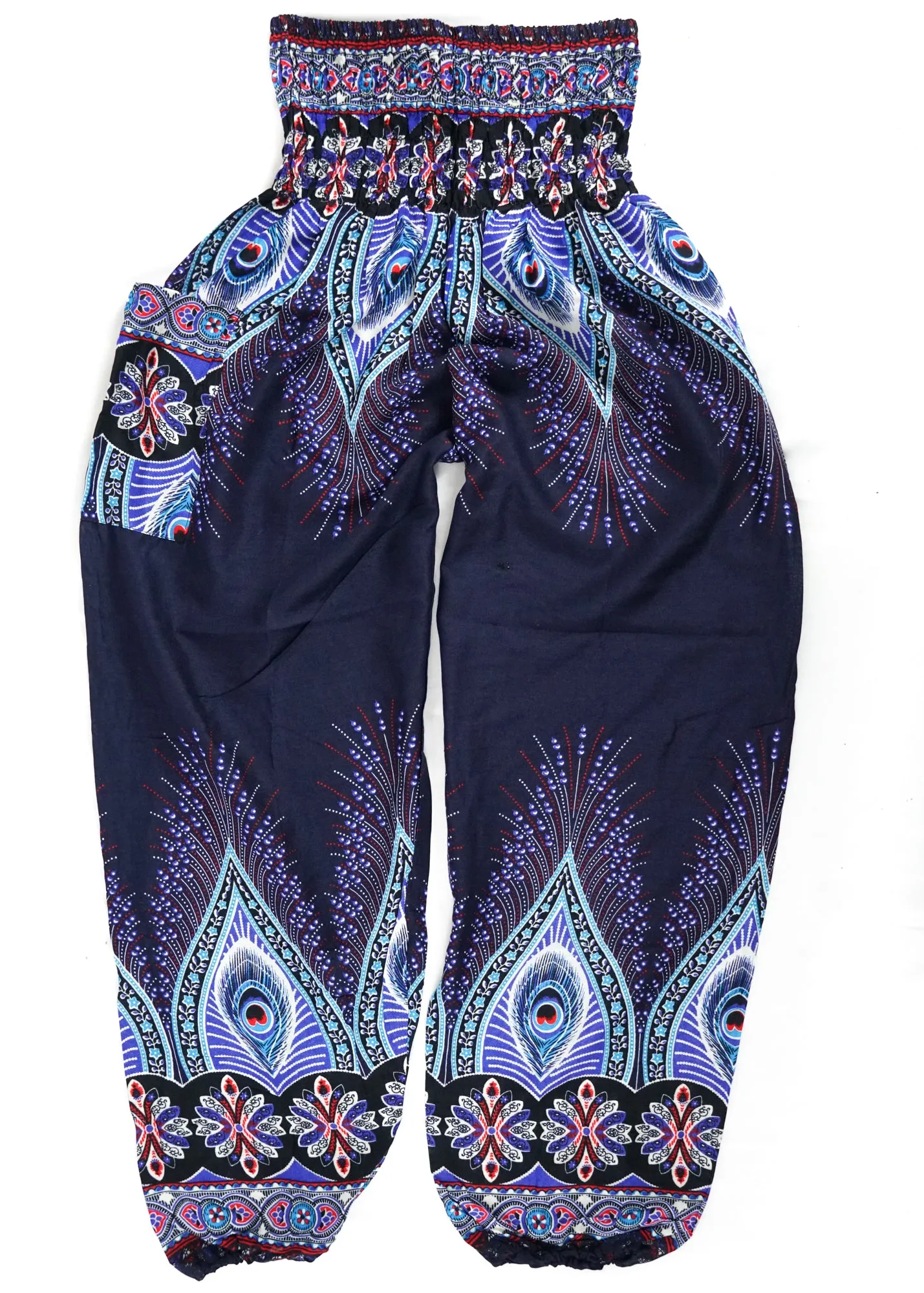 Dark Blue Peace Peacock Harem Pants