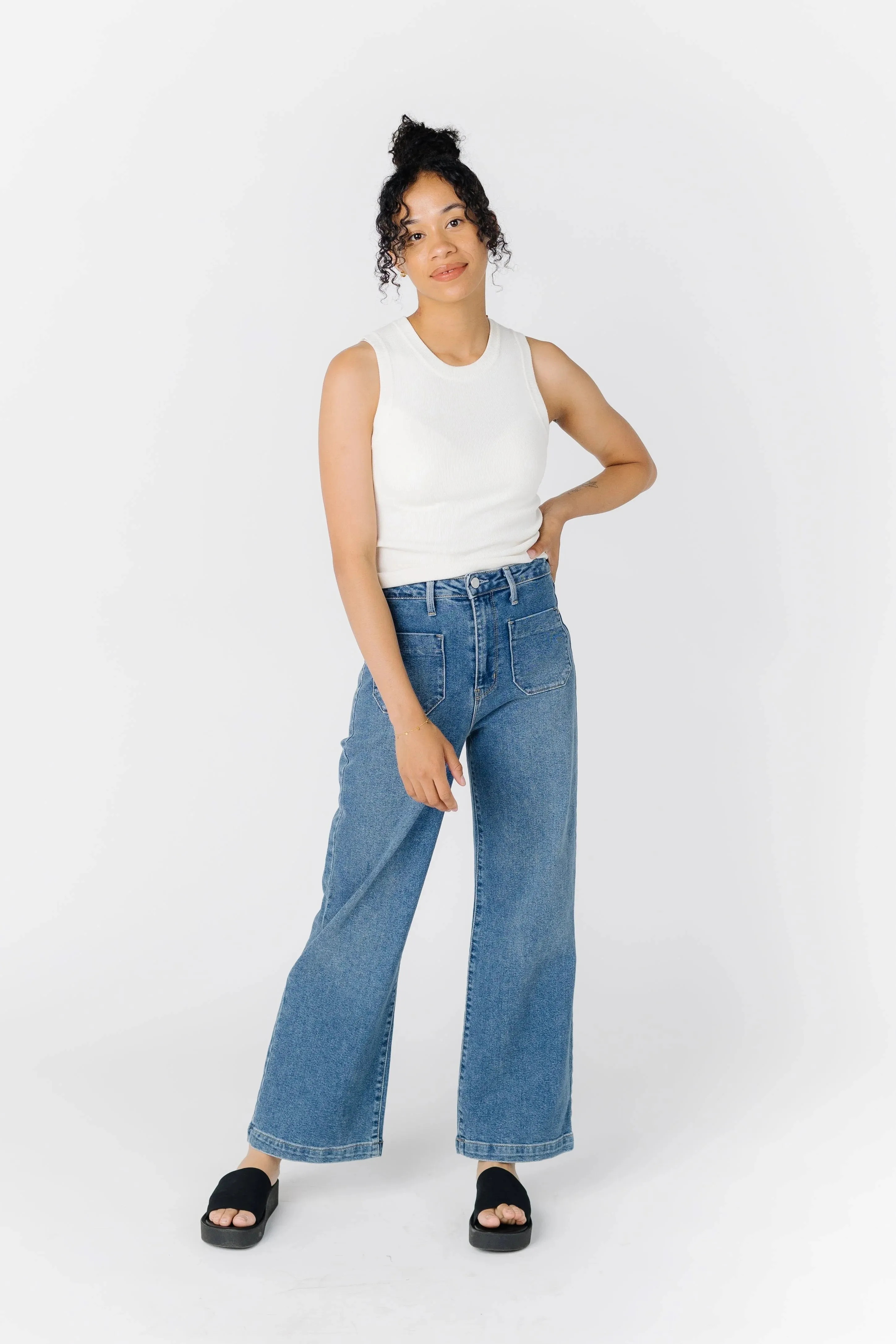 Date Time Pocket Wide Leg Denim