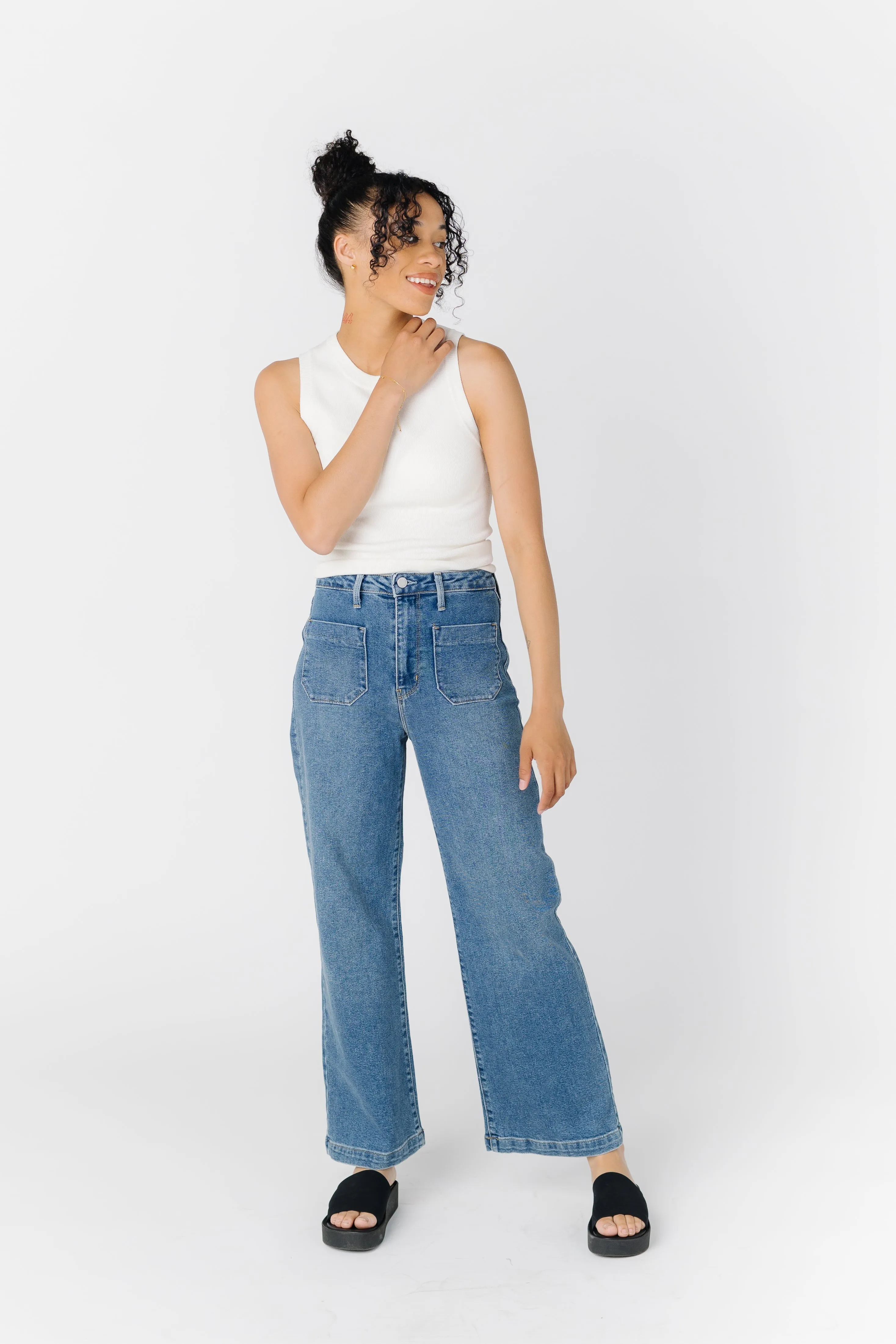 Date Time Pocket Wide Leg Denim