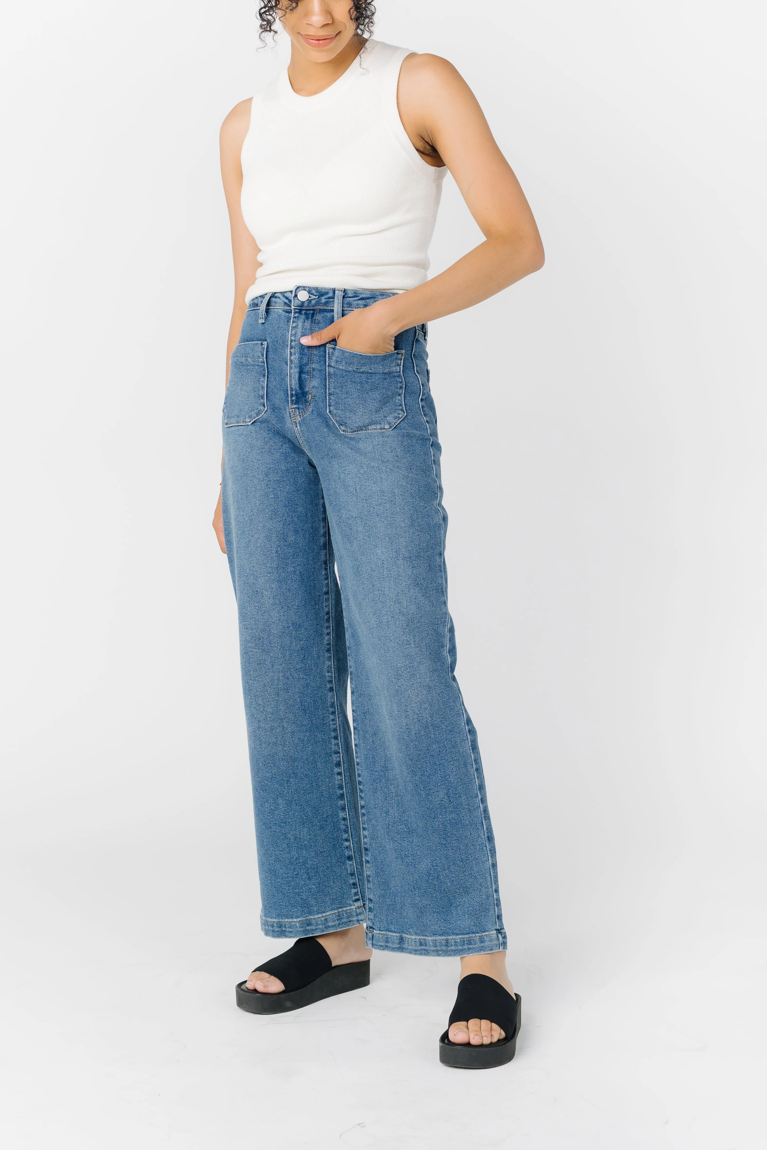 Date Time Pocket Wide Leg Denim