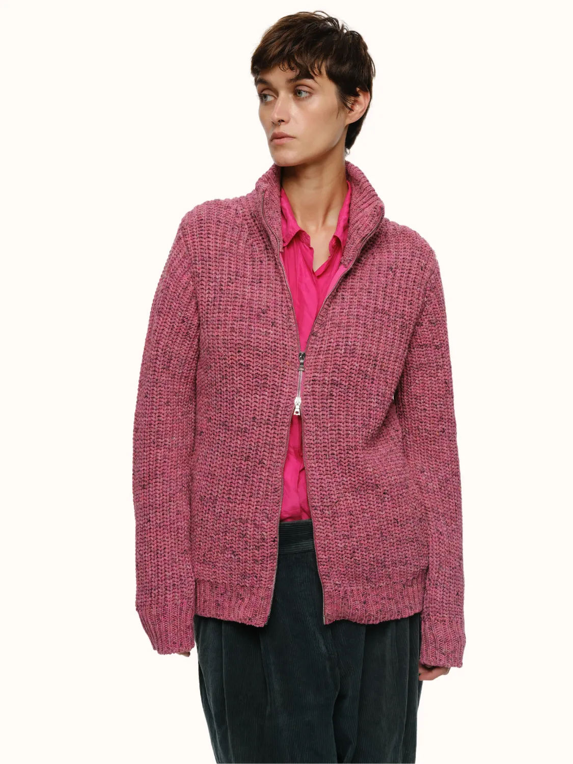 Dave Zip Cardigan in a Recycled Cotton Blend