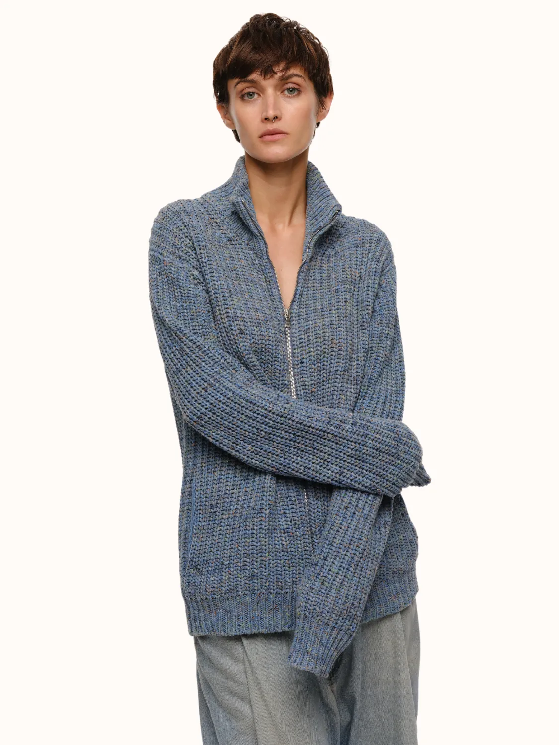 Dave Zip Cardigan in a Recycled Cotton Blend