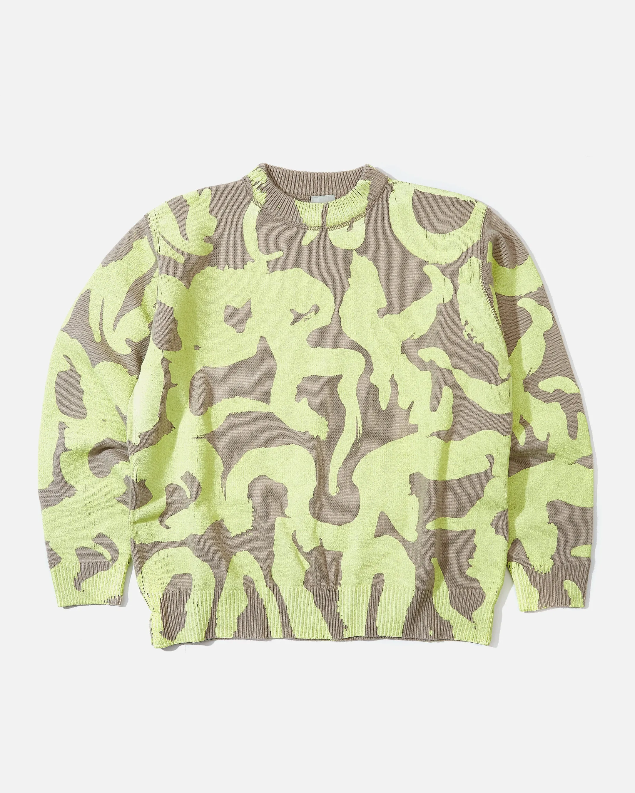 Desert Text Crew Neck Knit - Grey Green