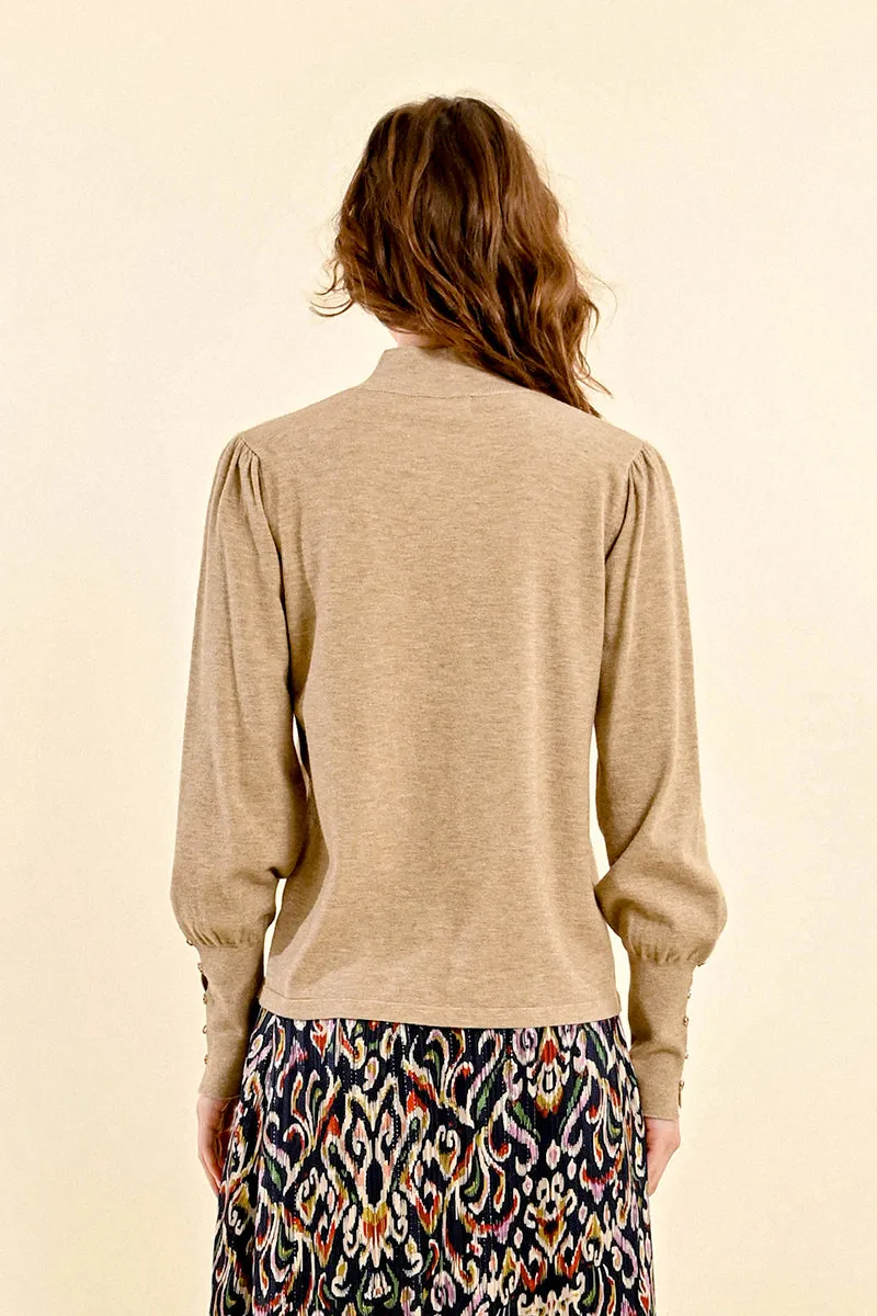 Detailed Knit Sweater - Beige