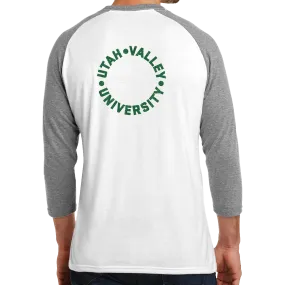 District Perfect Tri 3/4-Sleeve Raglan- UVU Distressed and UVU Mono