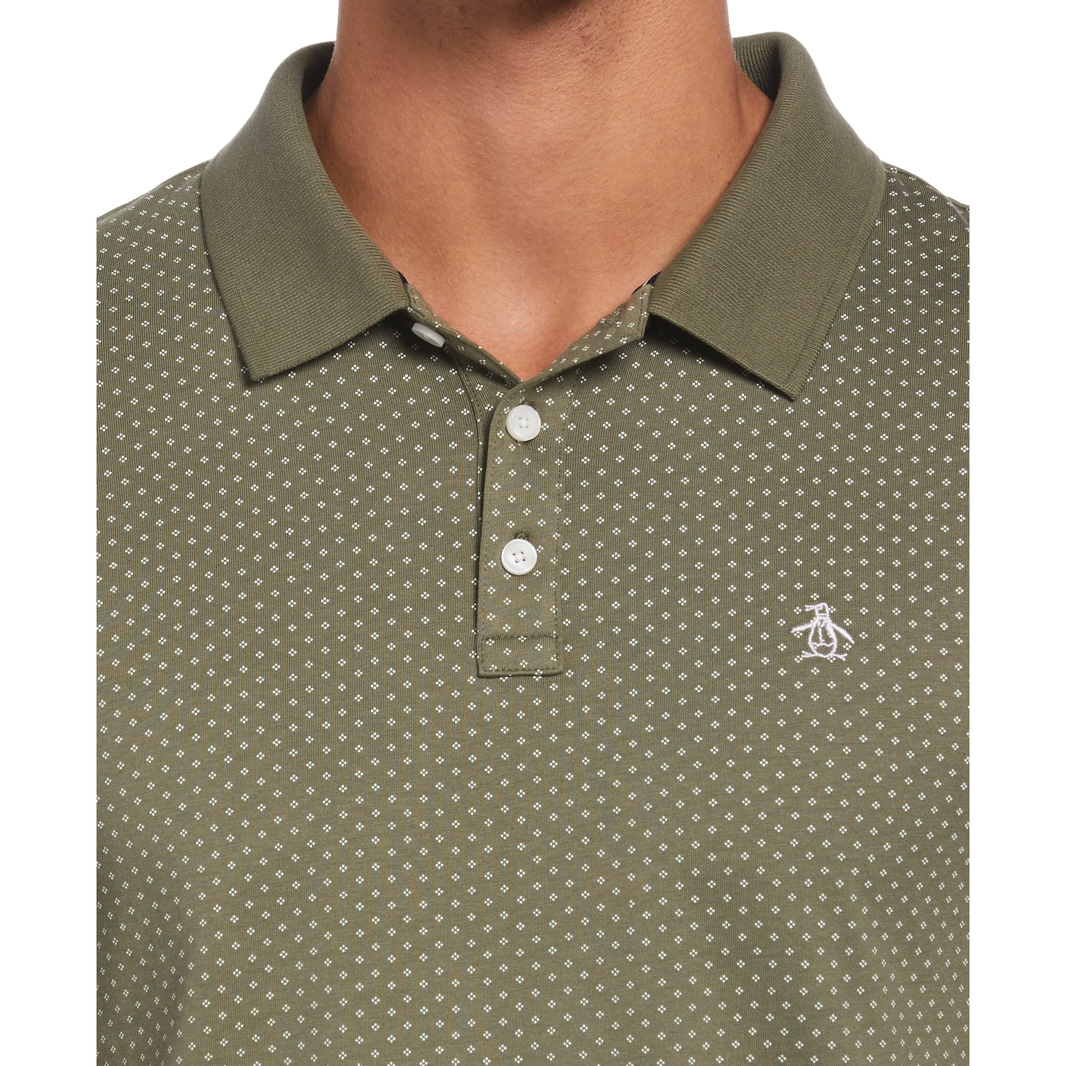 Ditsy Diamond Print Polo