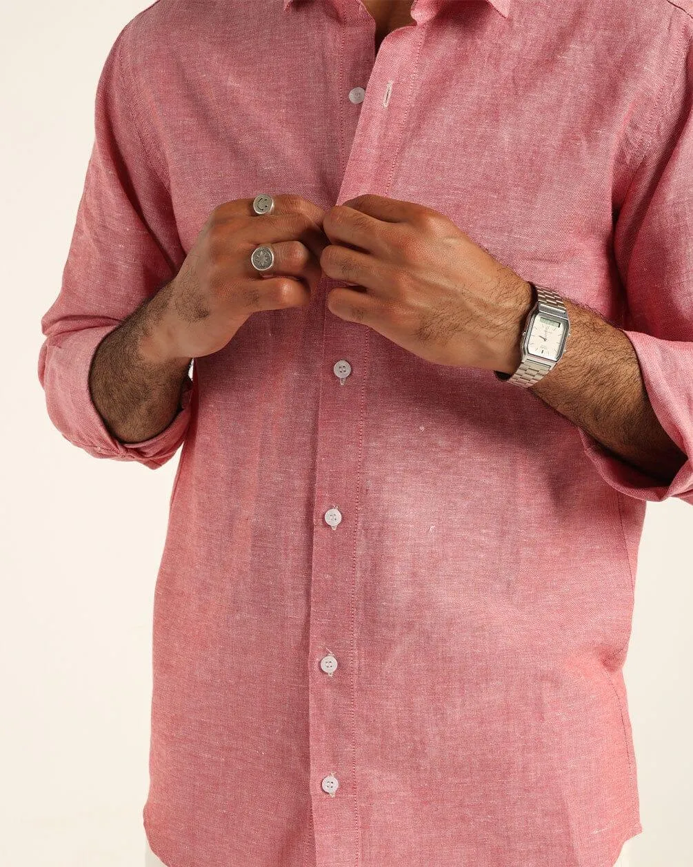 Dusty Red Linen Shirt