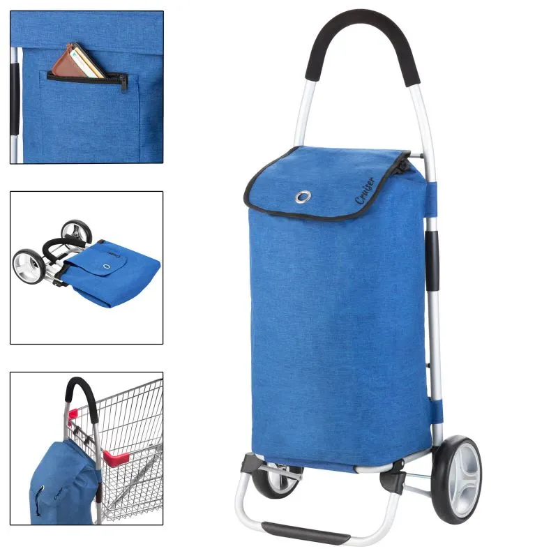 Dutch Classic Premium Cruiser Folding Shopping Cart - Blue