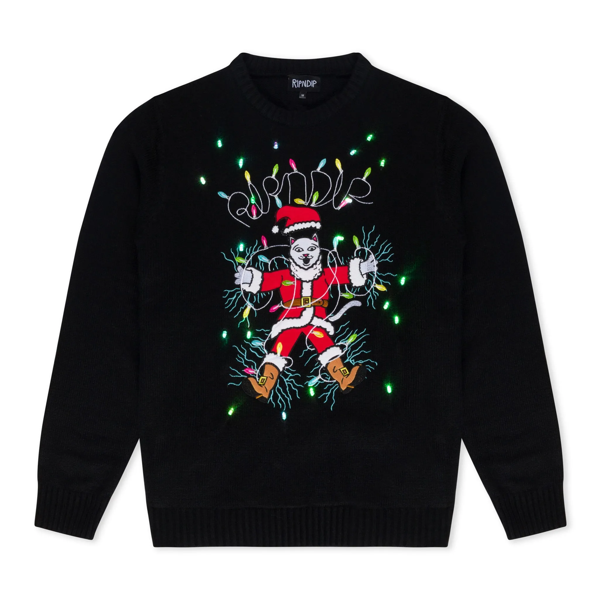 Electrifying Santa Knit Sweater (Black)