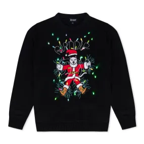 Electrifying Santa Knit Sweater (Black)