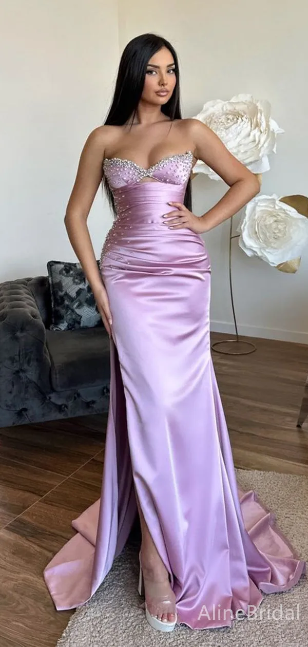 Elegant Sweatheart Strapless Mermaid Long Prom Dress,PD37957