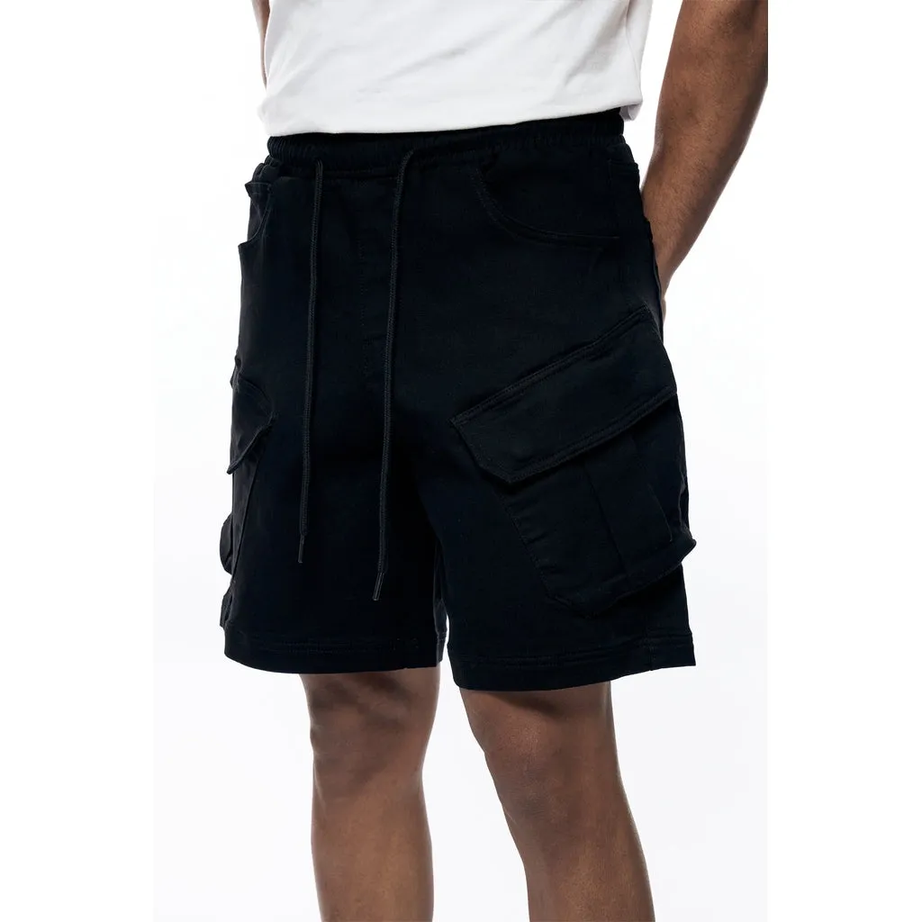 Essential Knit Twill Cargo Shorts - Black