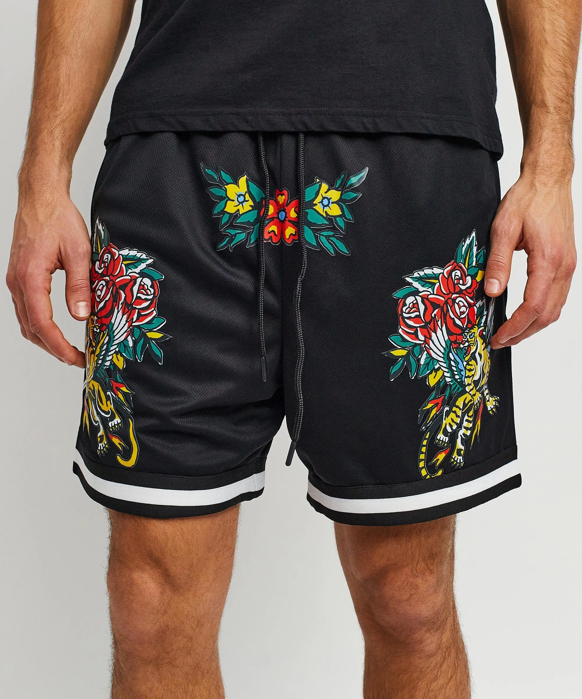 Fearless Tattoo Art Mesh Shorts - Black