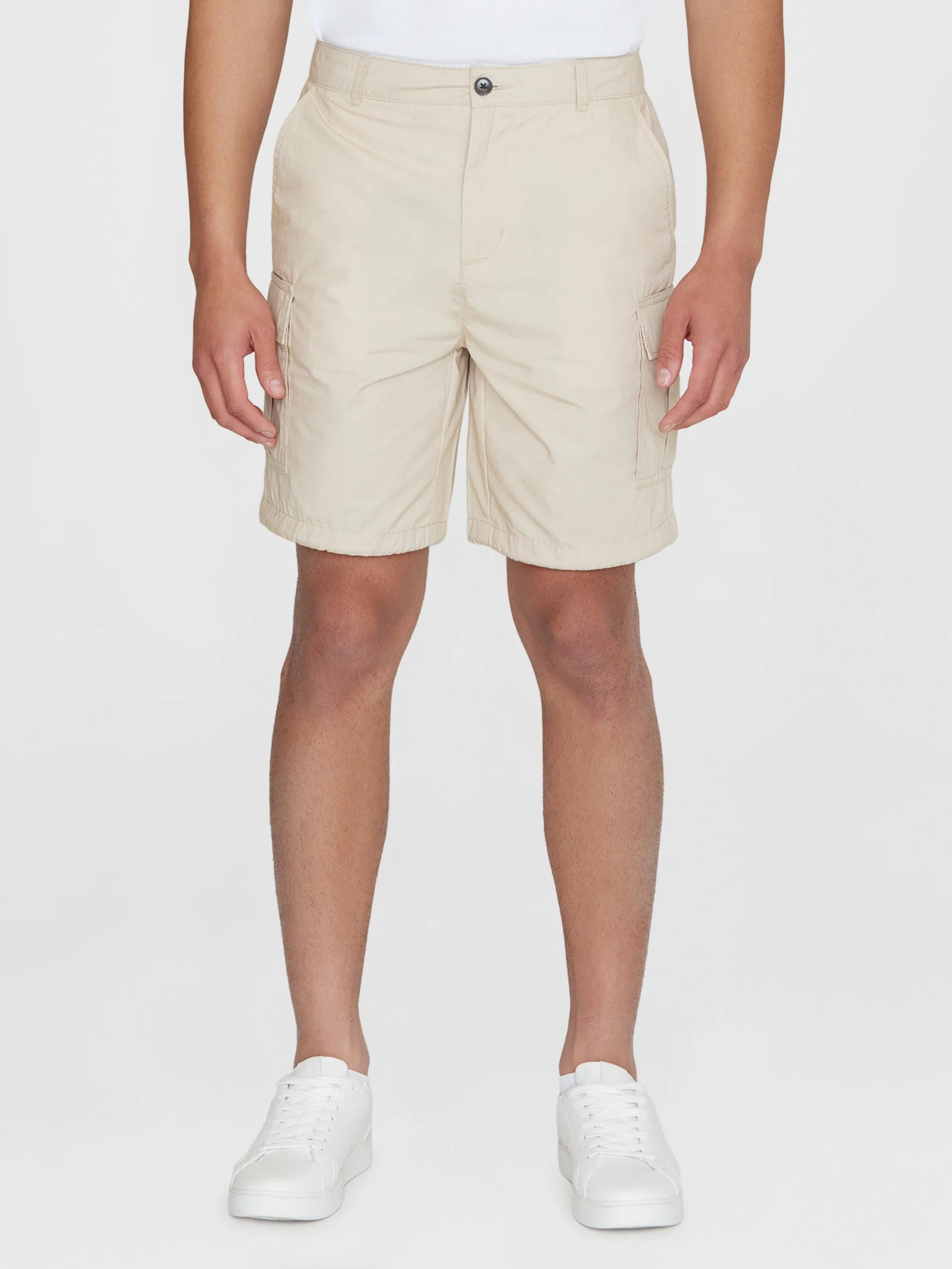 FIG loose cargo poplin shorts - GOTS/Vegan - Light feather gray