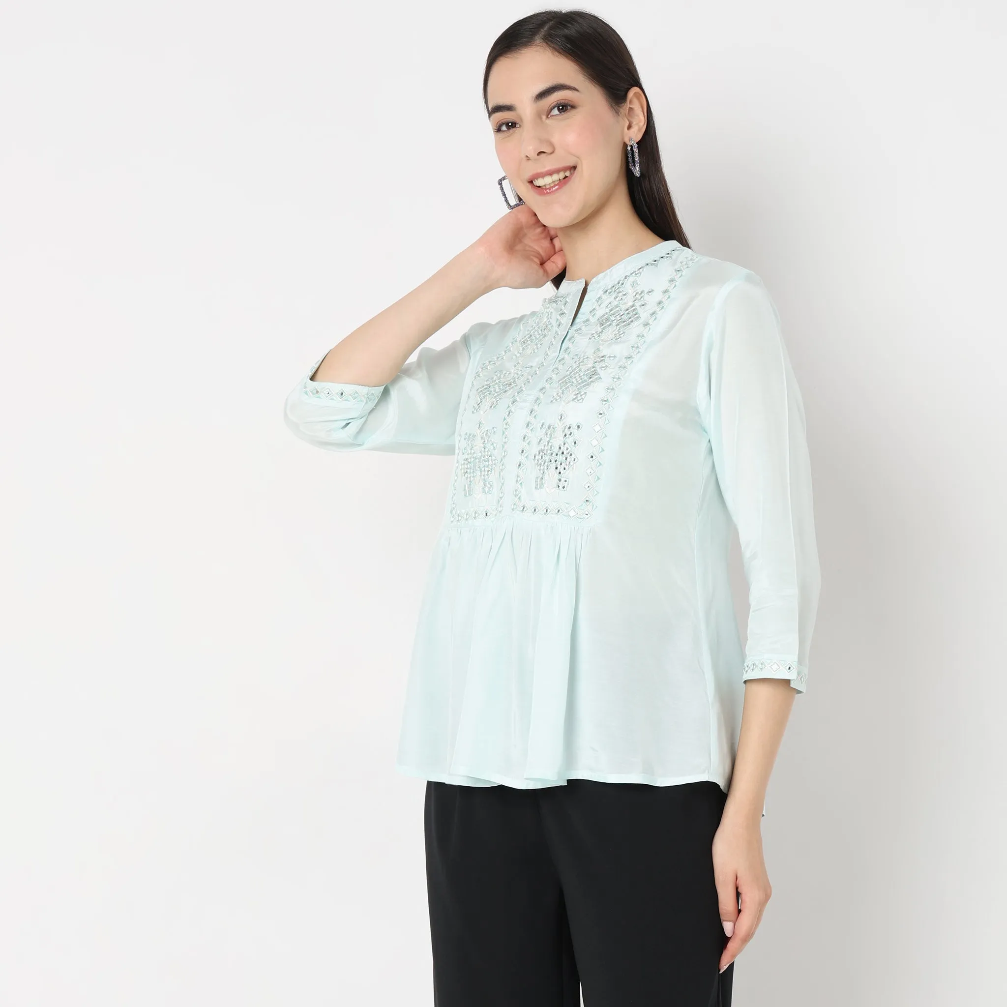 Flare Fit Embellished Kurta