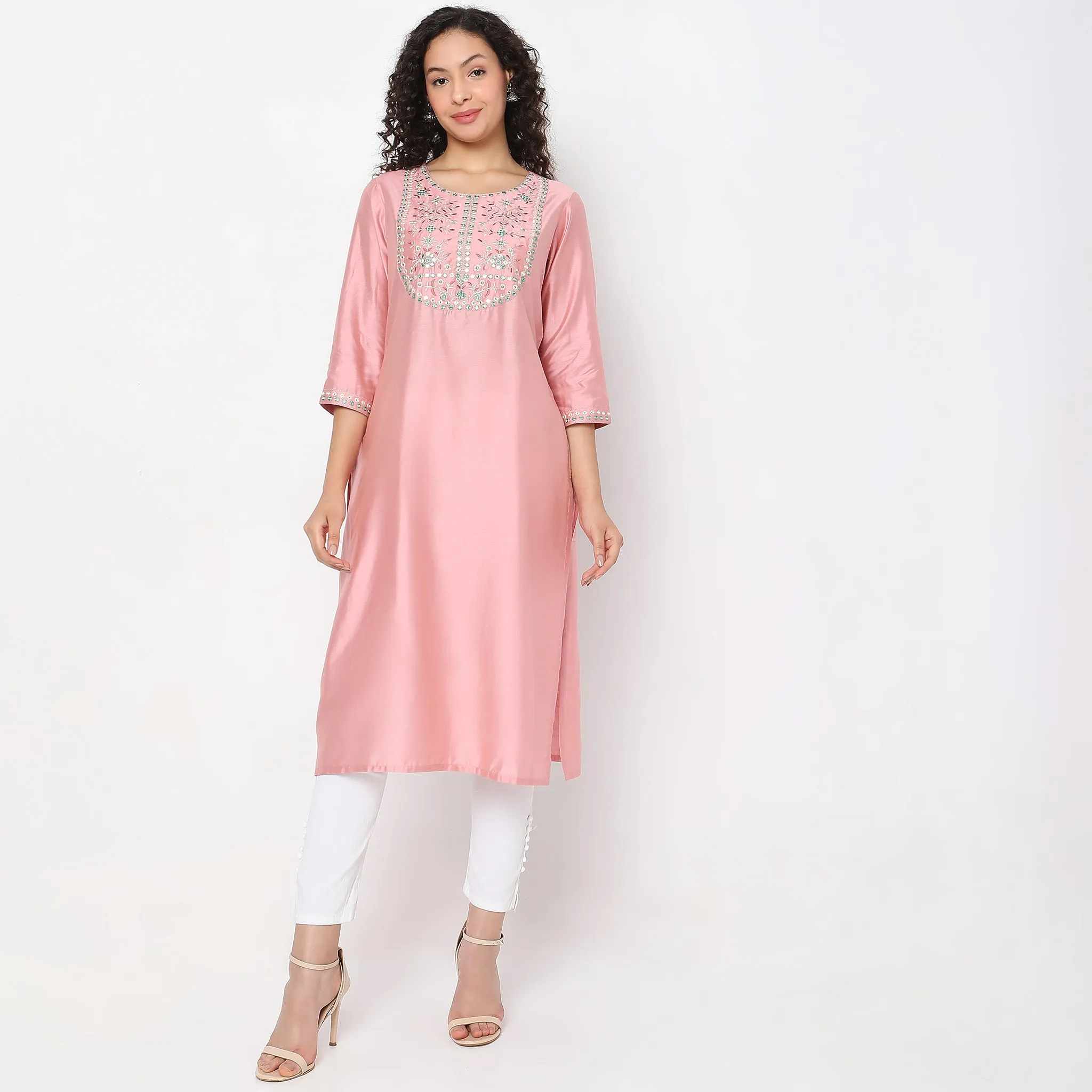 Flare Fit Embroidered Kurta