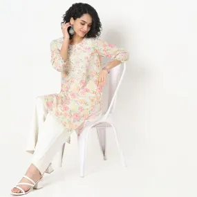 Flare Fit Embroidered Kurta