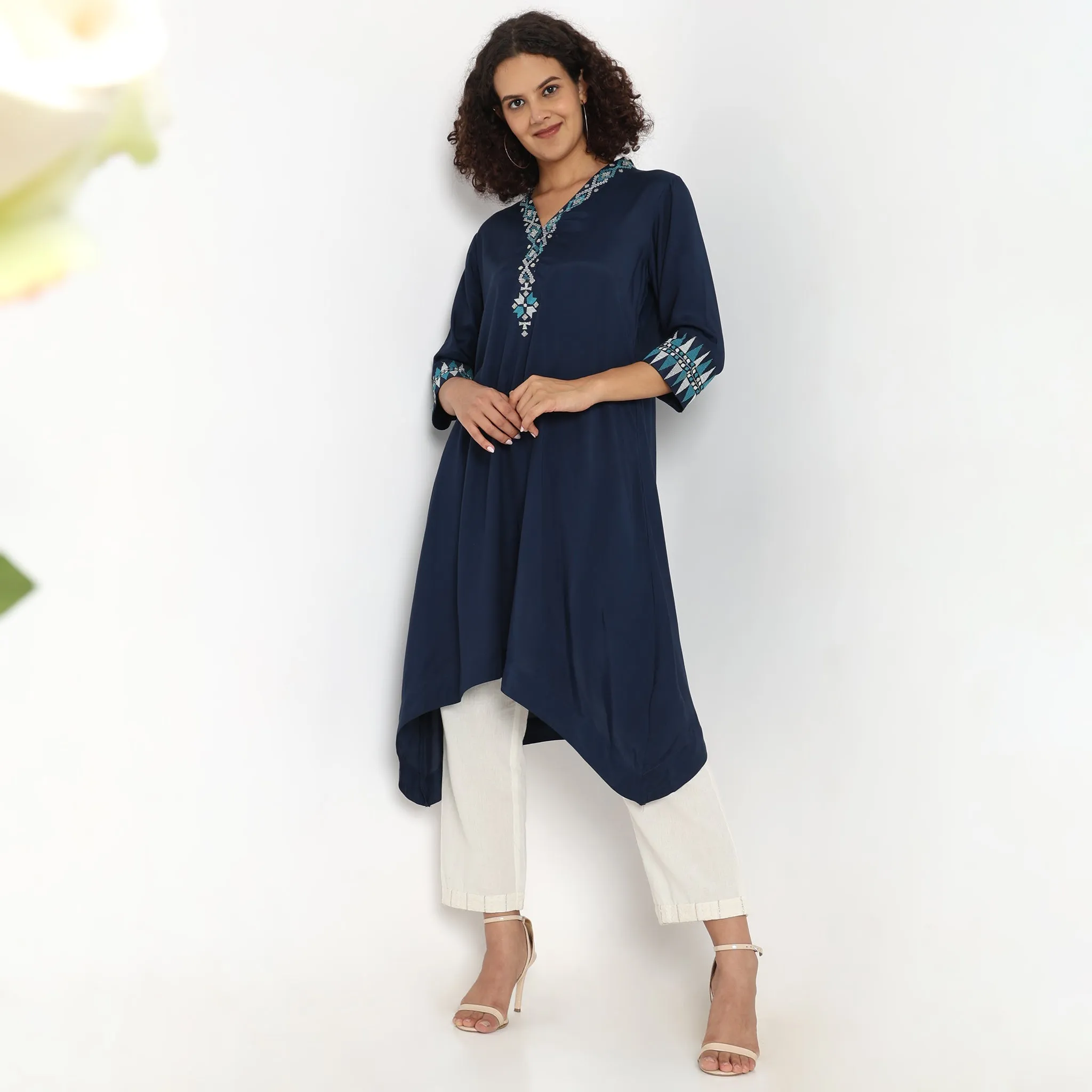 Flare Fit Embroidered Kurta