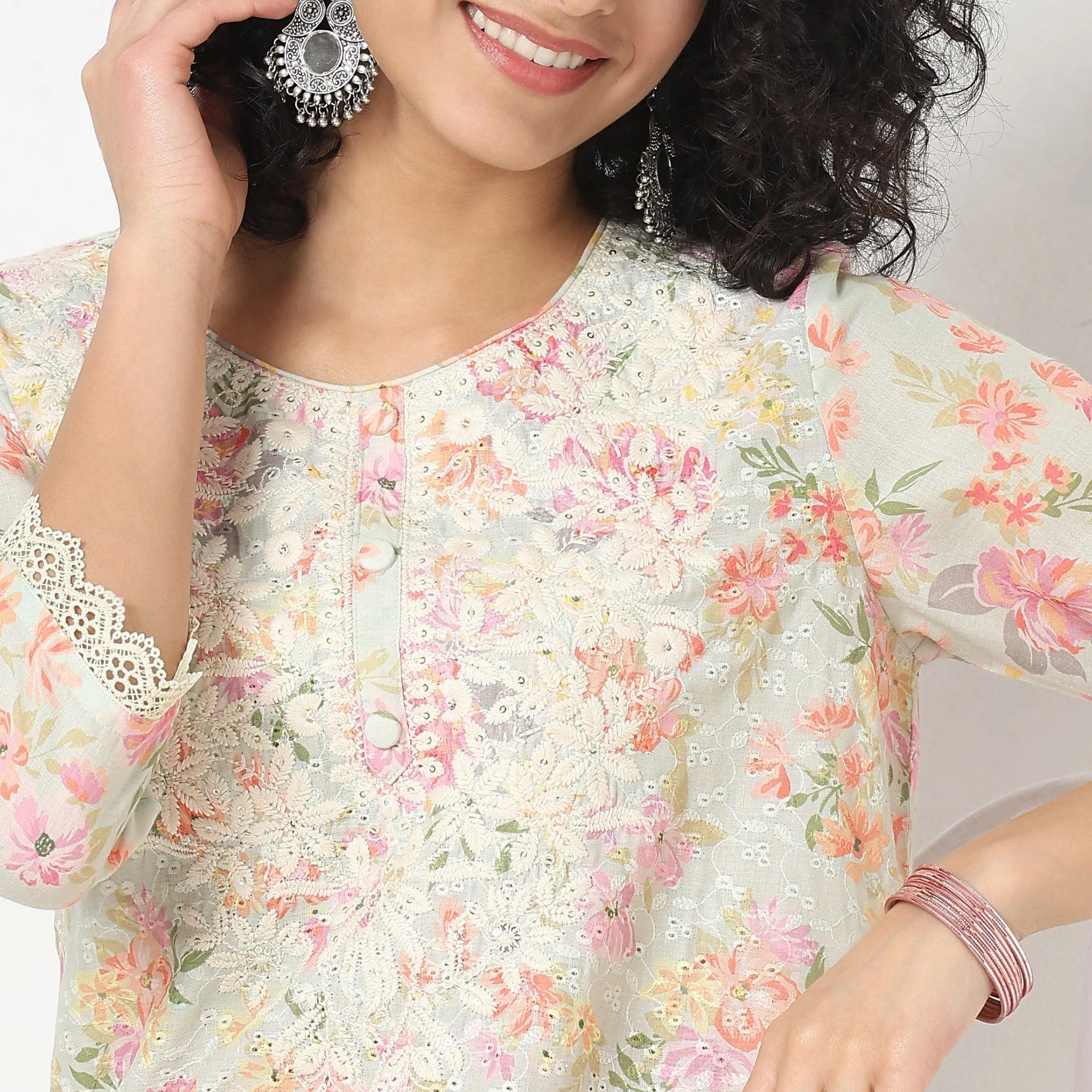 Flare Fit Embroidered Kurta